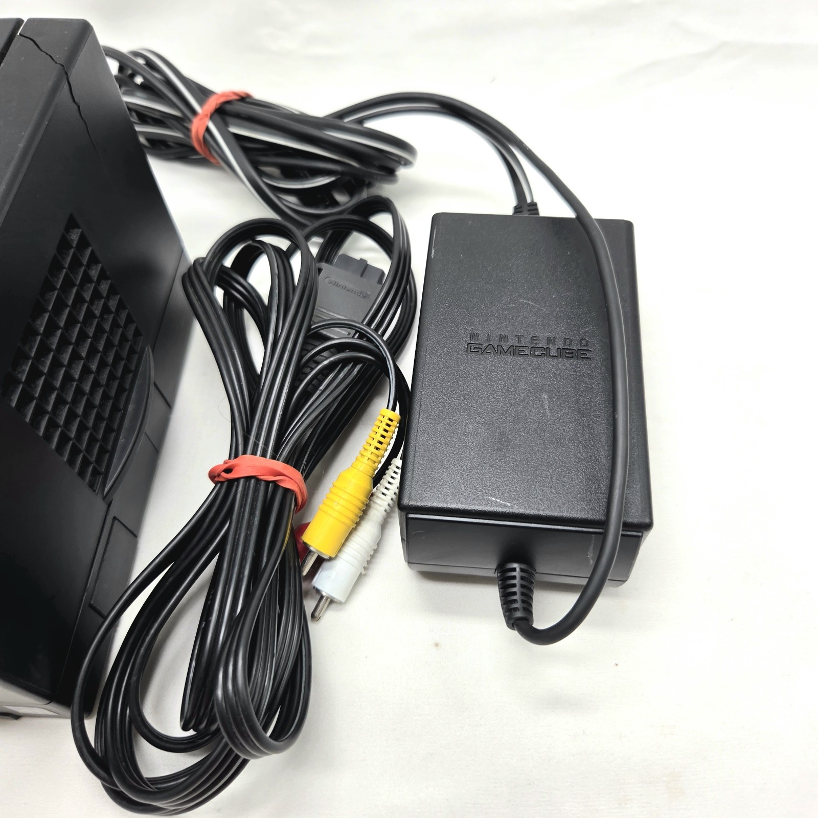 Nintendo GameCube Black Console DOL-001 Power Adapter/Video Cable WORKS DAMAGED