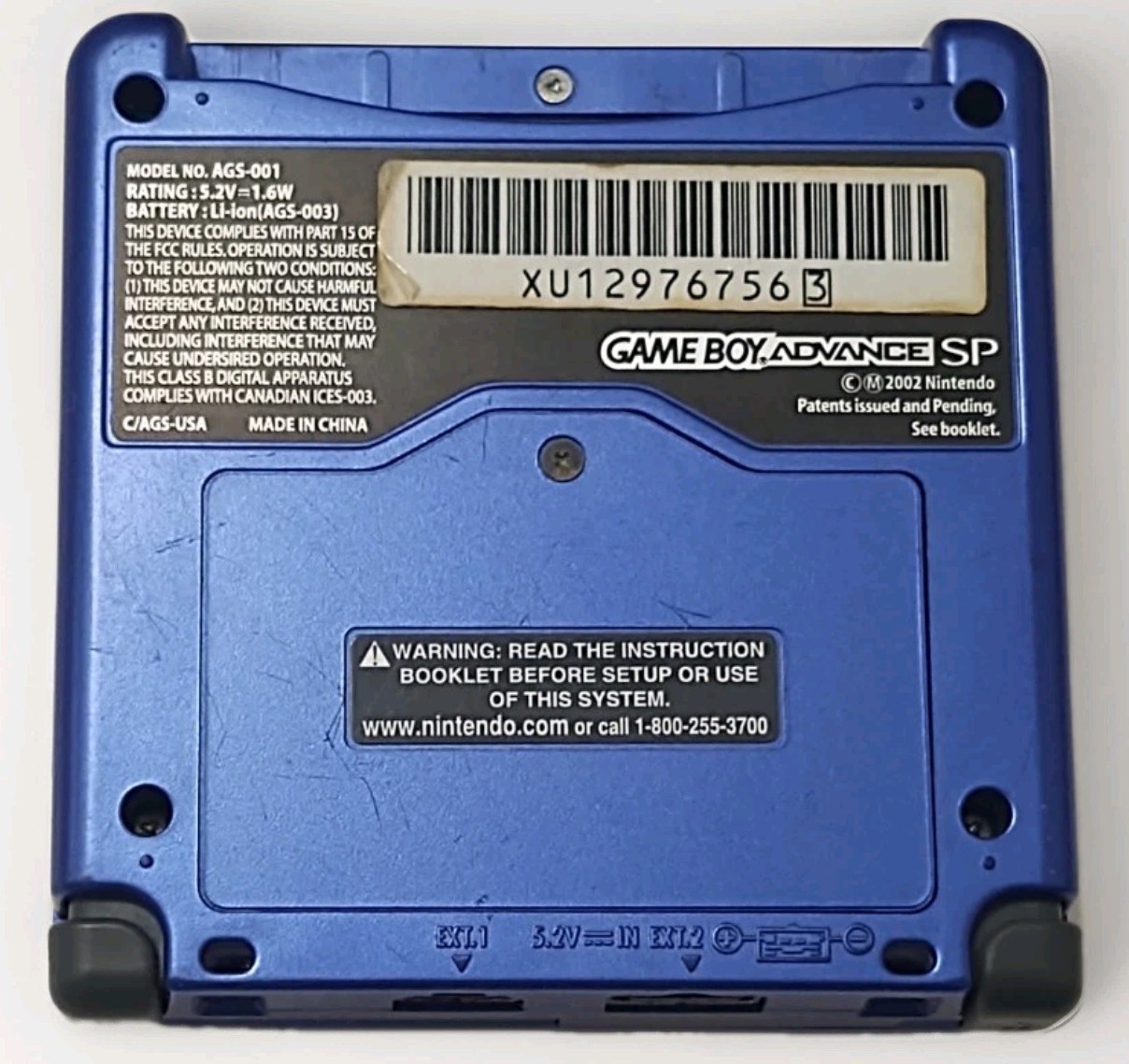 🎮Cobalt Blue Nintendo Game Boy Advance SP AGS-001 Video Gaming Handheld TESTED