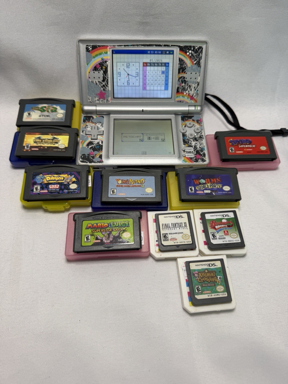 Grey Nintendo DS Lite With 10 Games All T/W No Charger Provided