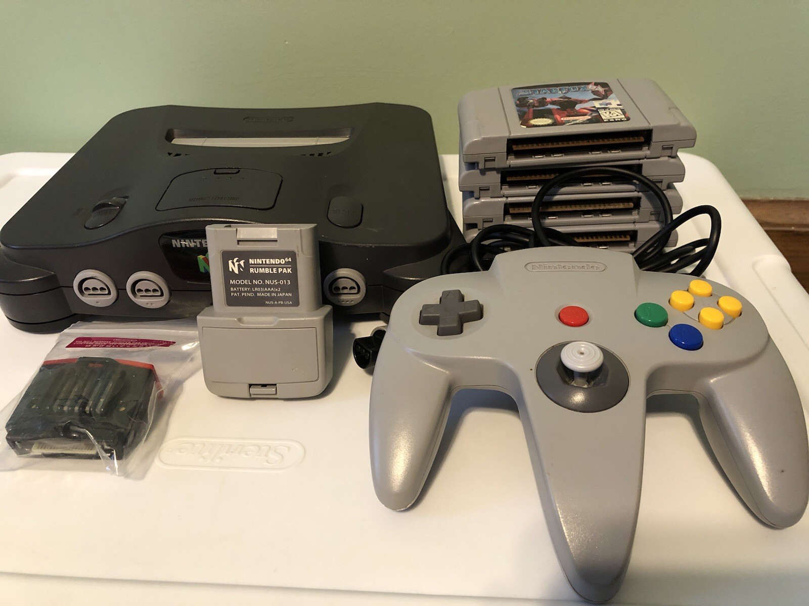 Nintendo 64 Console With Box N64 Controller/Expansion & Rumble Pack/Games