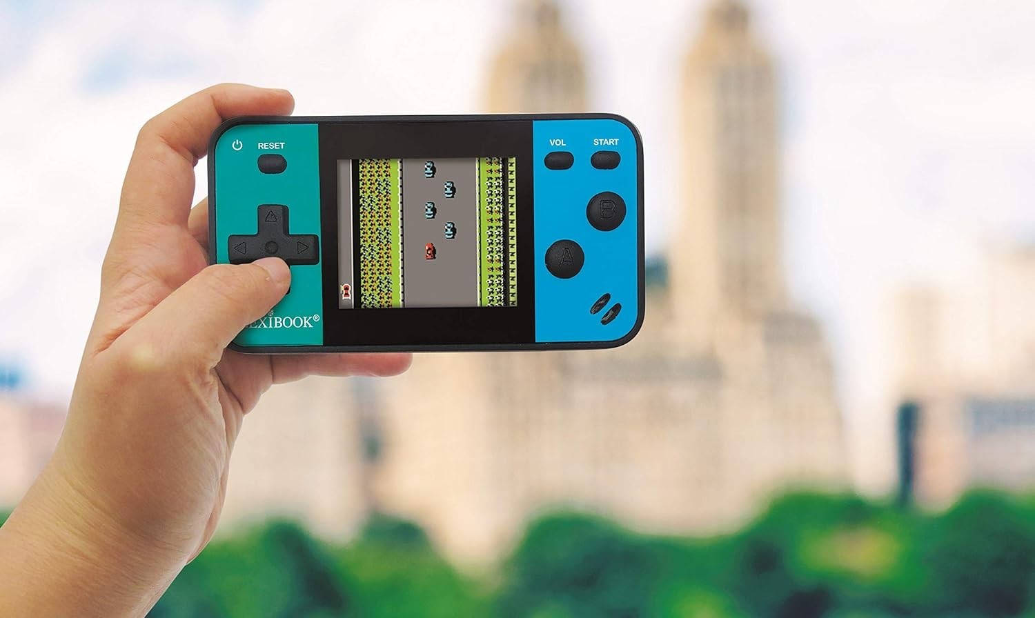 Portable Handheld Game Console with 8 Retro Games & 1.8″ LCD Screen – Blue/Black