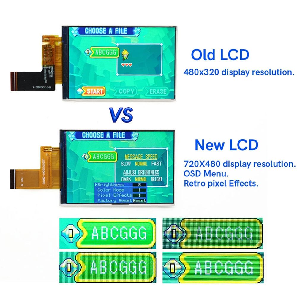 Game Boy Advance GBA Game Console with IPS V5 Menu 720×480 Backlight LCD MOD