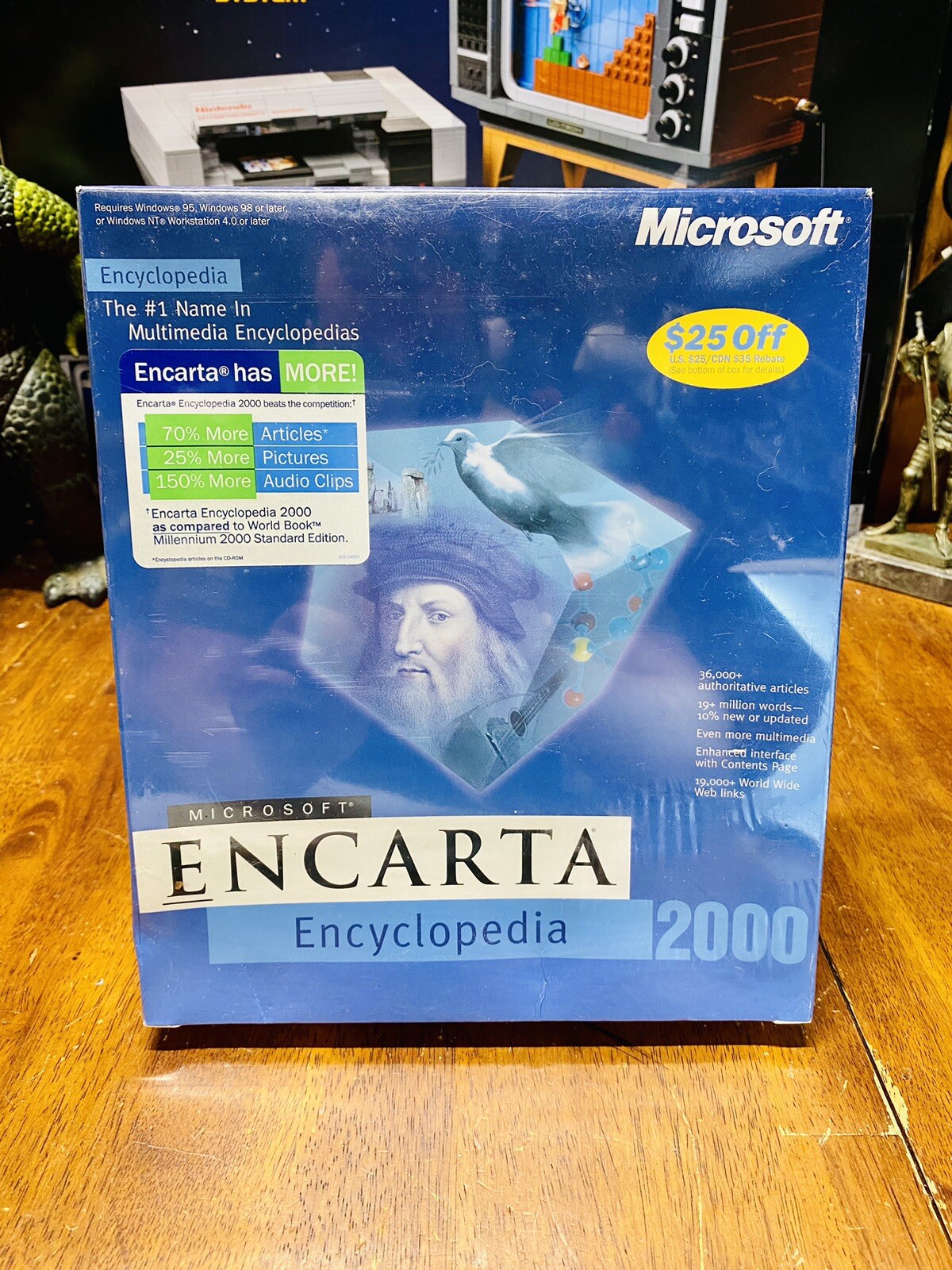 NEW SEALED RARE Microsoft Encarta 2000 Encyclopedia Retail Big Box Windows