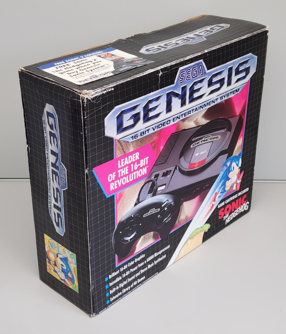 Vtg SEGA Genesis Model MK-1601 V2 Video Game Console MK-1610 Sonic, NEW Open Box