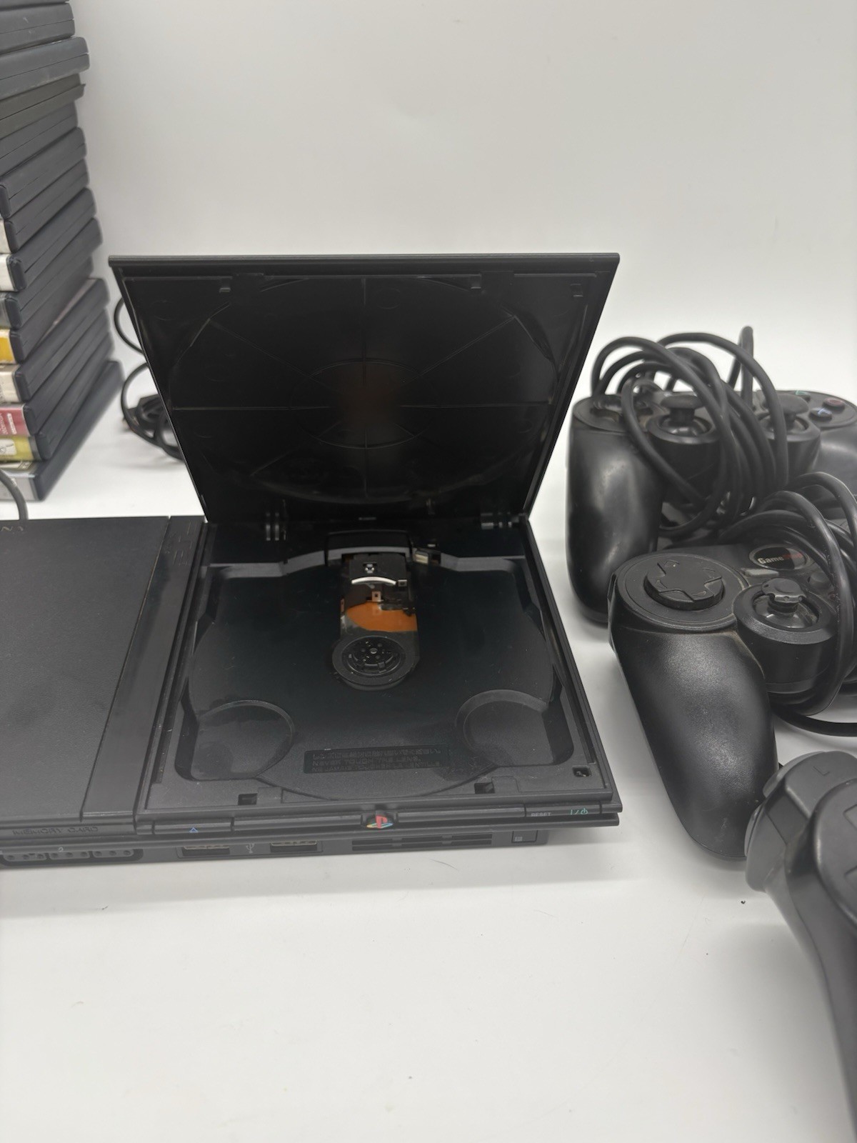 Sony PlayStation 2 Black PS2 Slim Console Lot 3Controller Memory Card 15 Games