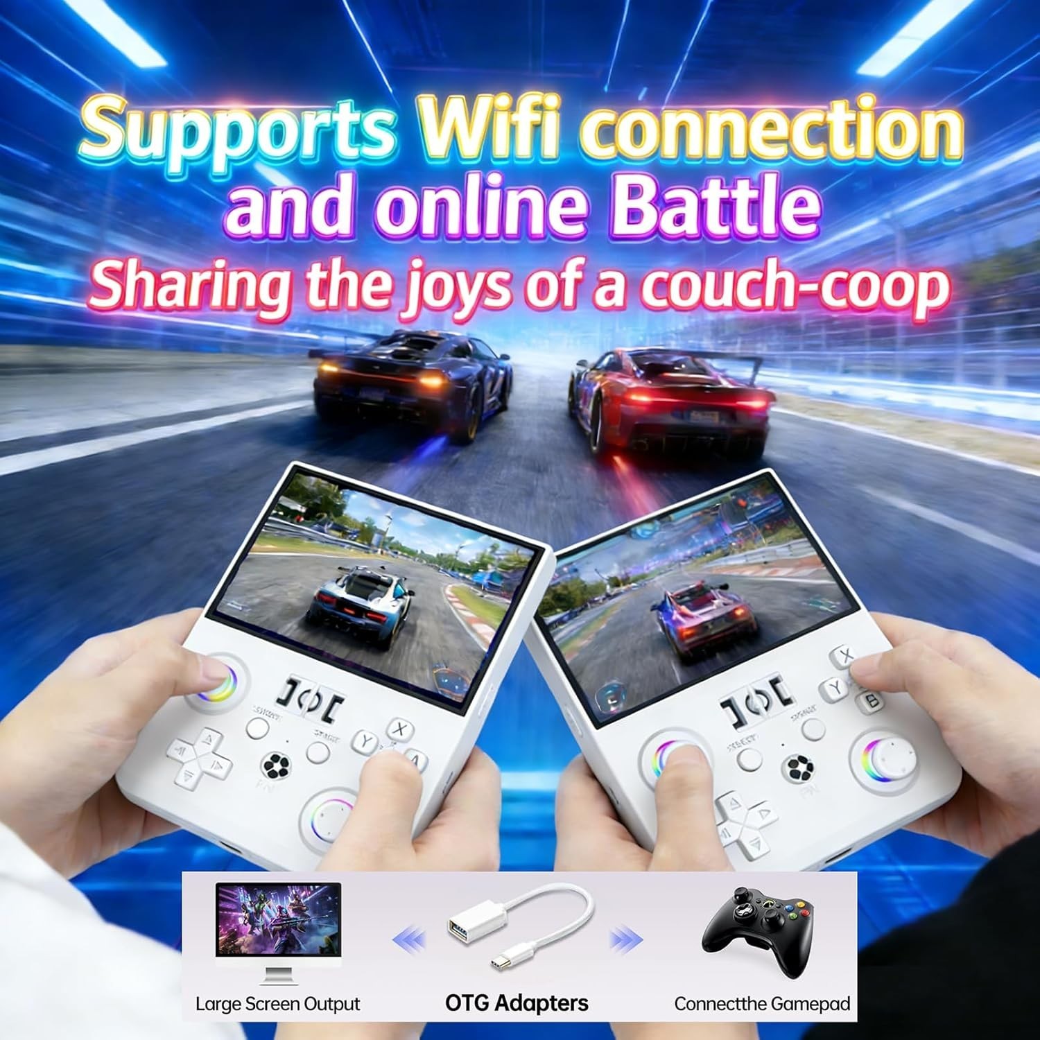 R36MAX 2 Retro Handheld Game Console, 4.5 Inch IPS HD Screen Inch, White