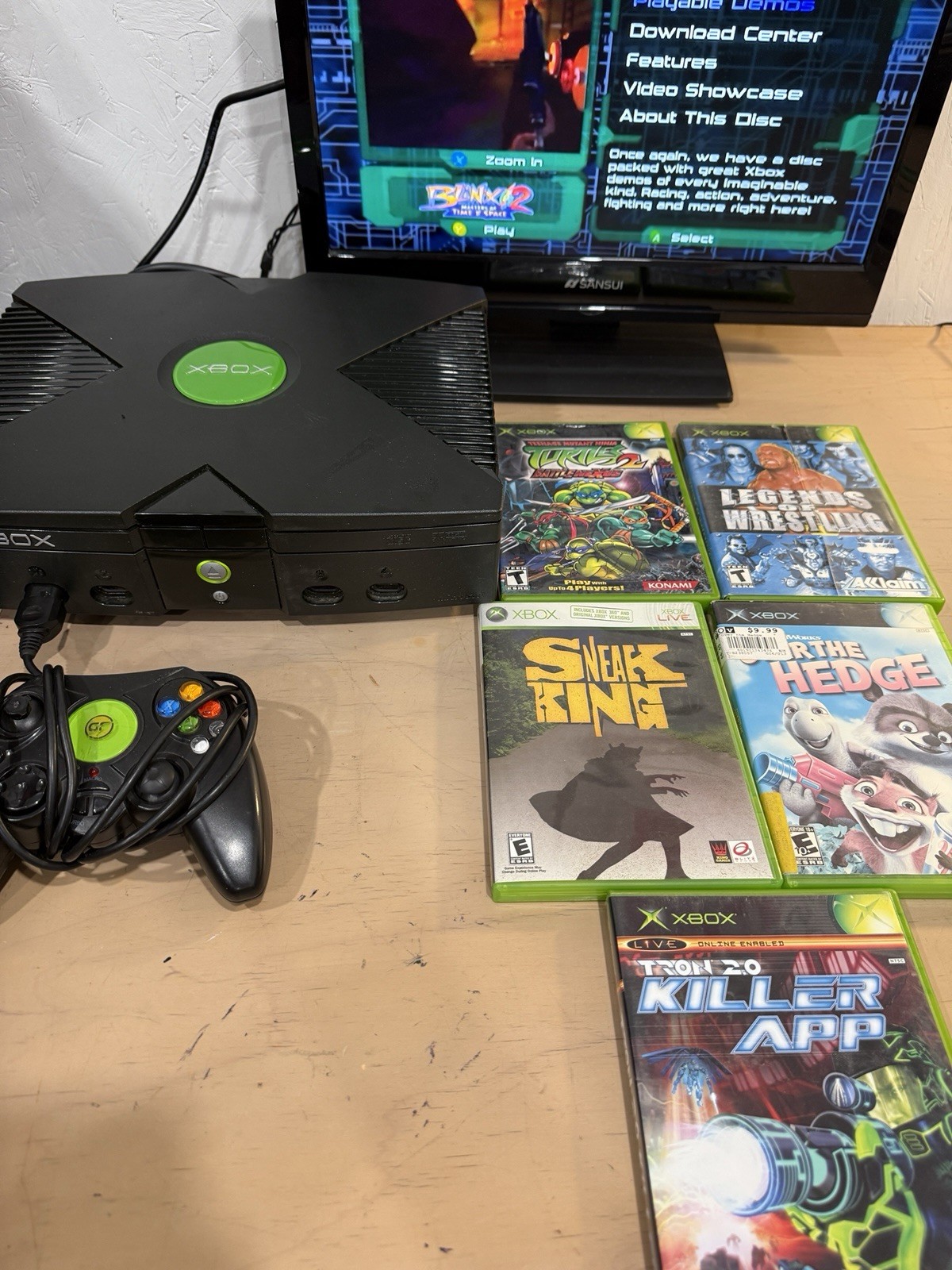 Microsoft Xbox System 5 Game And Demo game Controller Tested
