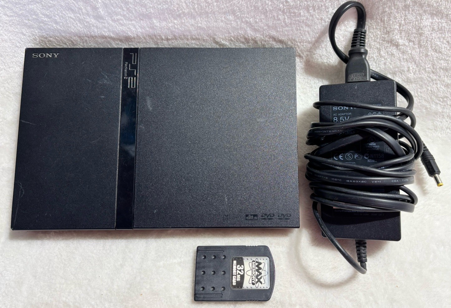 Sony PS2 Slim Black SCPH-77001 Console, Power Cord, 32GB Memory Card