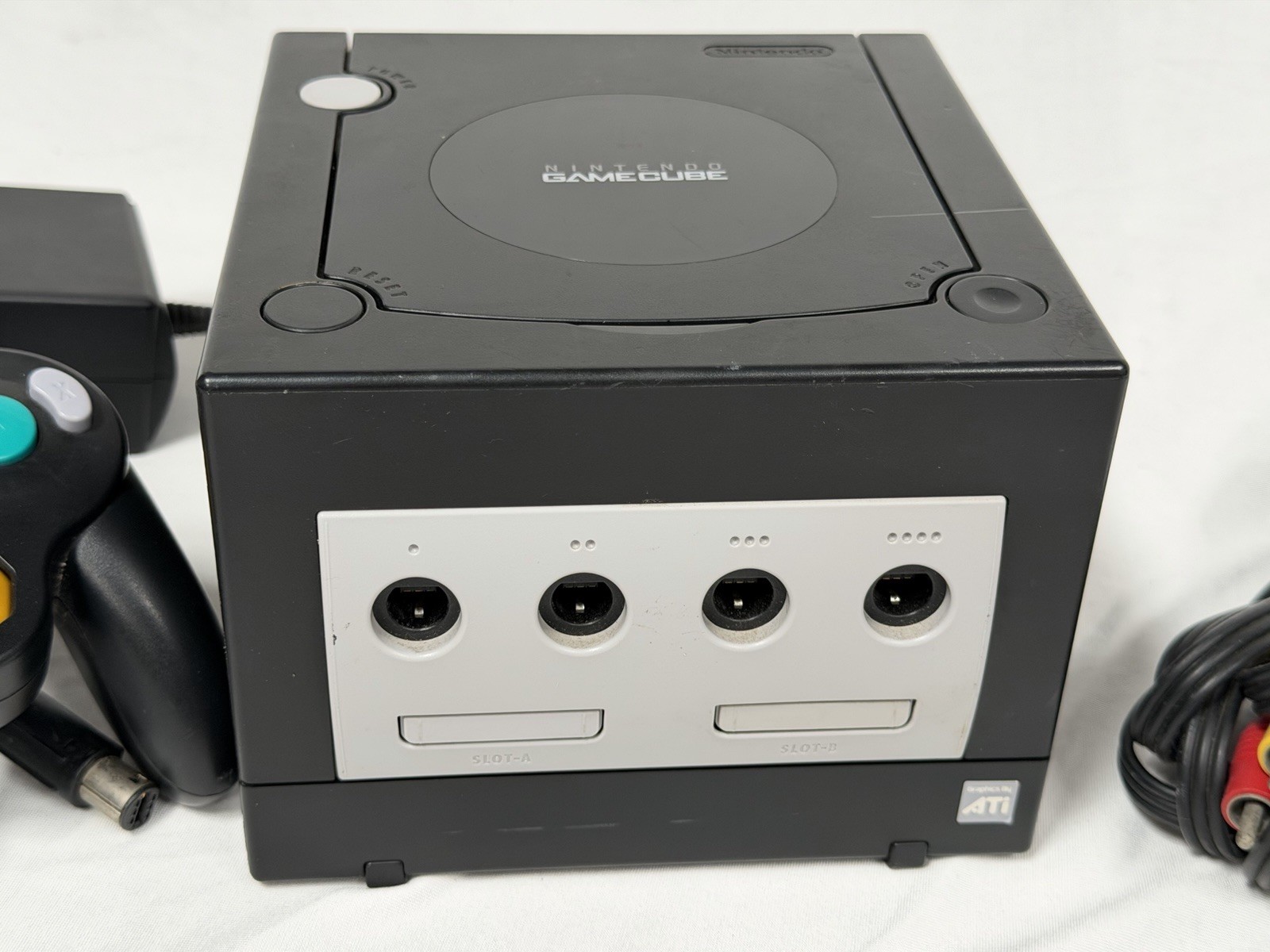 Nintendo GameCube Black Console DOL-101 / 1 Controller & Cords Bundle Tested