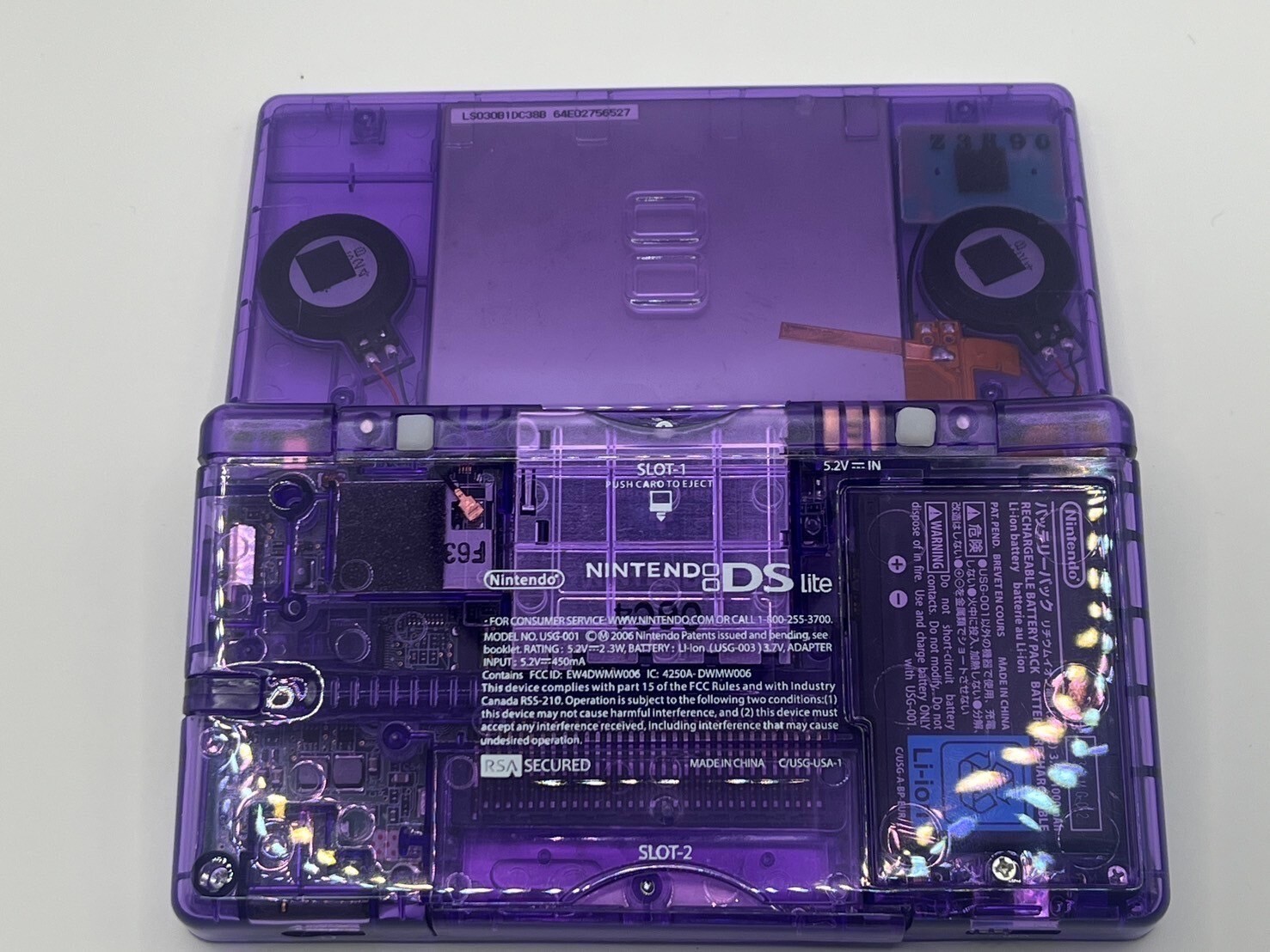Nintendo DS Lite Console Purple Custom Transparent Clear w/ Stylus & Charger