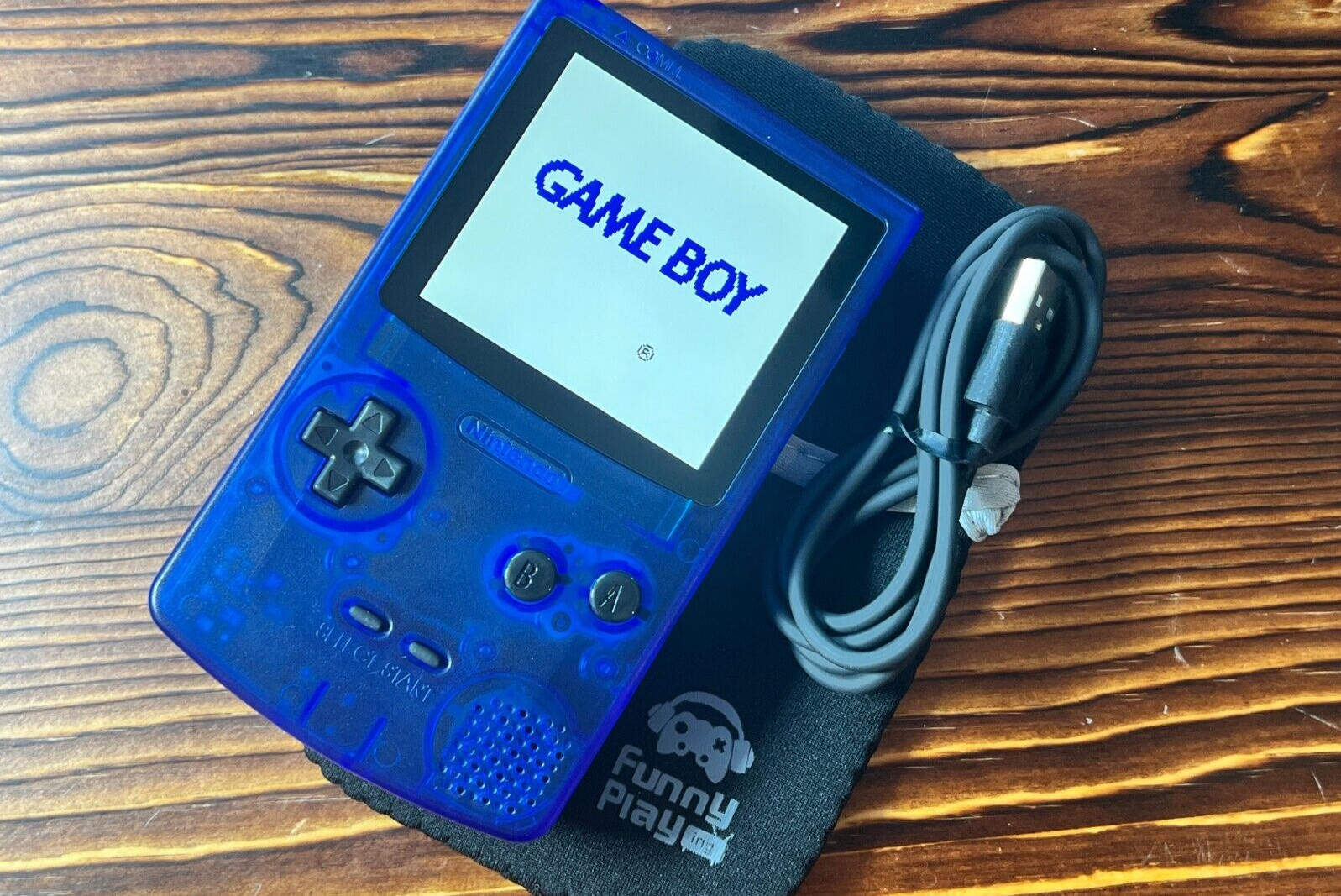Clear Blue 💎 FPGBC Gameboy Color GBC Funnyplaying XL IPS Screen USB-C Console
