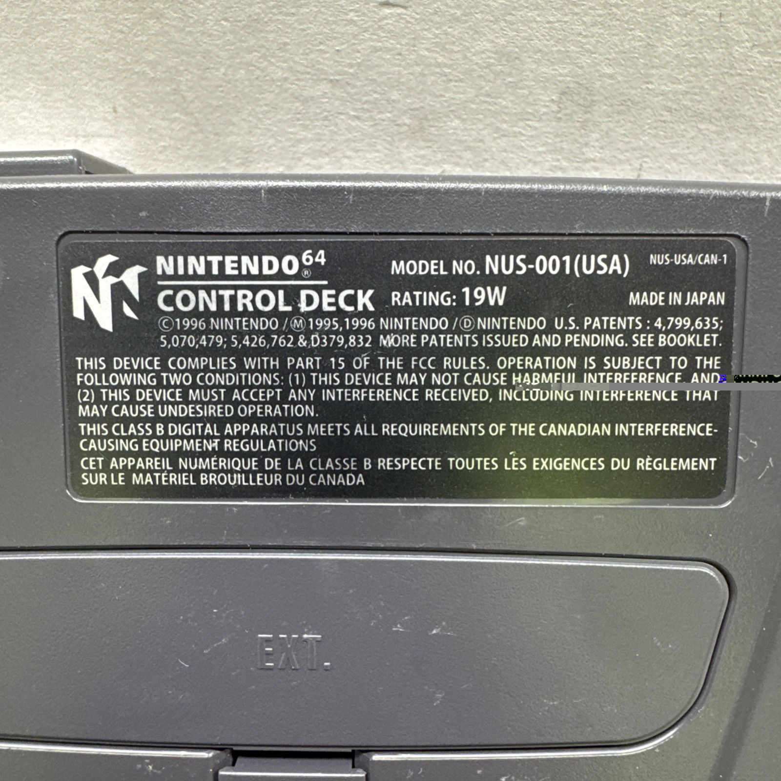 Nintendo N64 Console Only NUS-001(USA) *No Jumper* MISSING Jumper DOOR E2