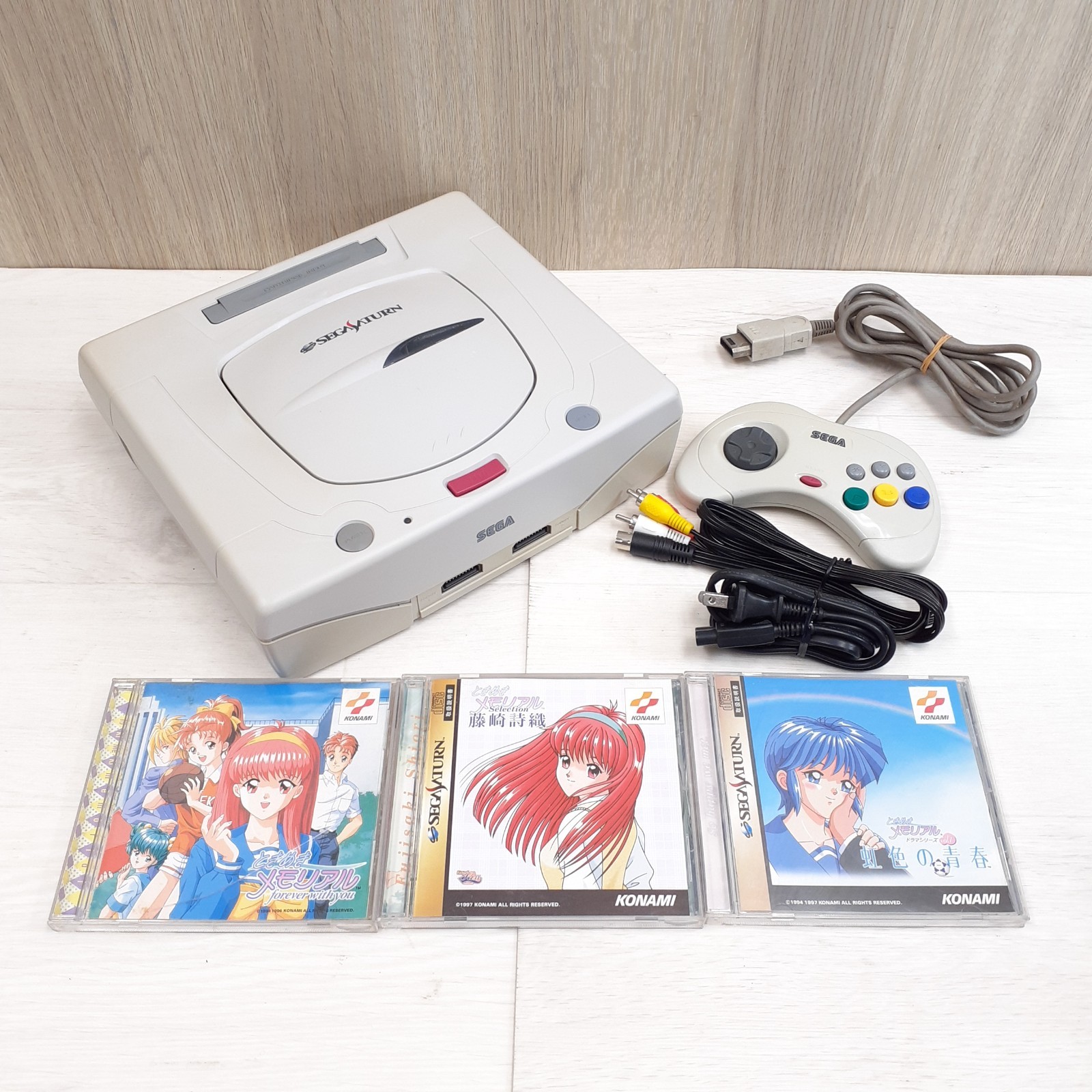 Sega Saturn Console with 3 Dating Simulation Games 3 Series of Tokimeki Memorial