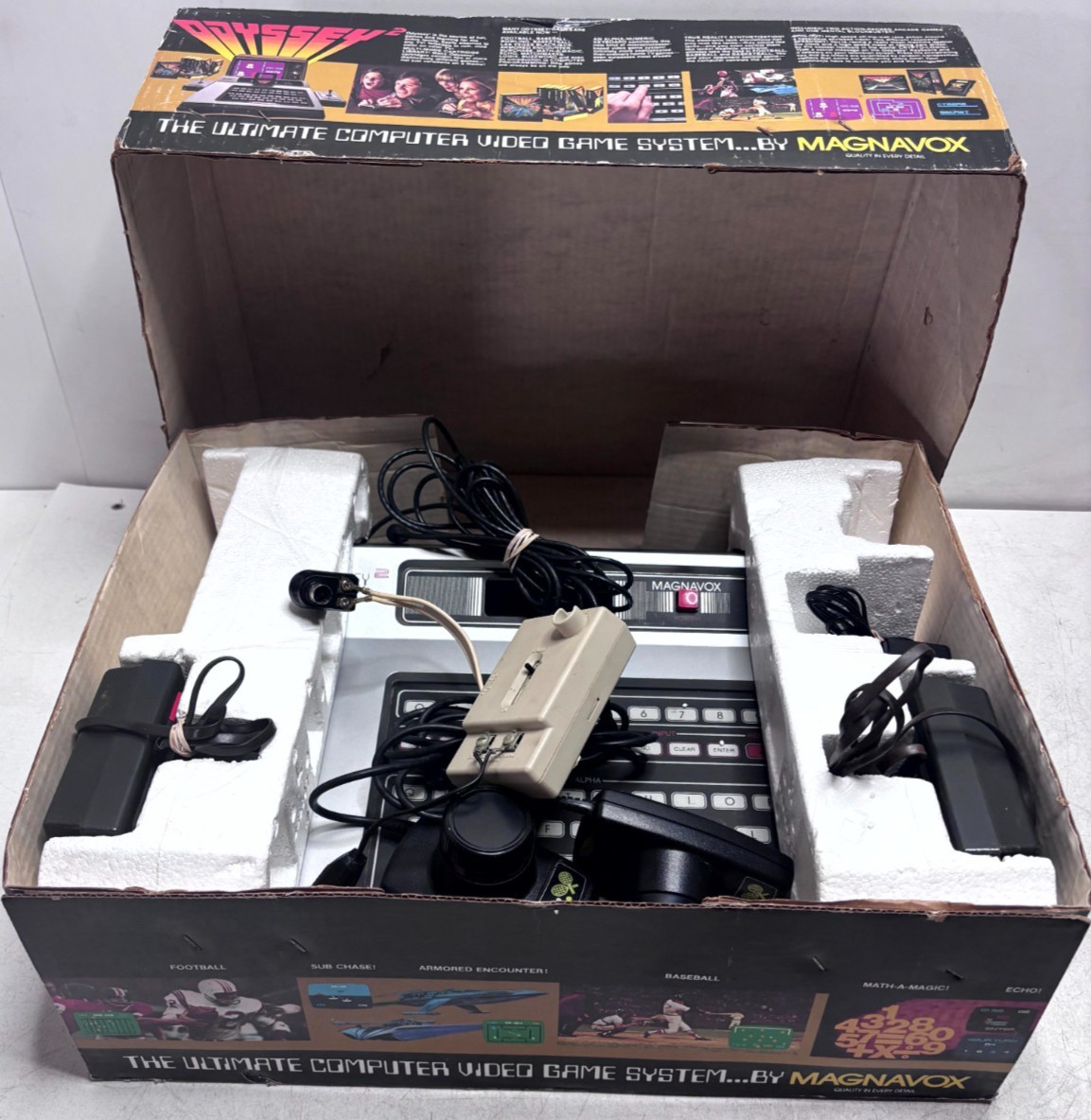 Vintage Magnavox Odyssey 2 Console Complete Boxed Bundle Model 7600 Untested