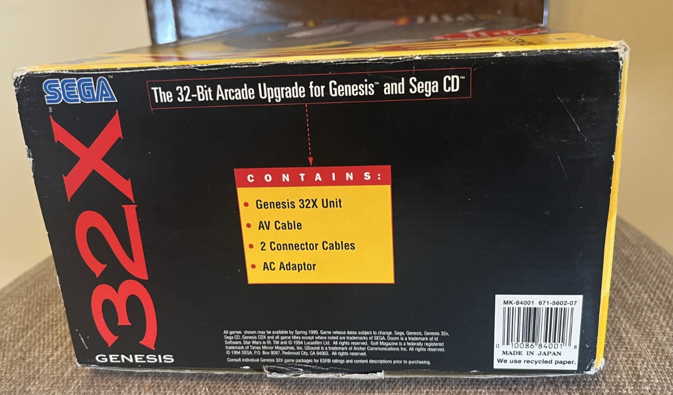 Sega 32X Unit System Console In Box w/ Crossover Cable