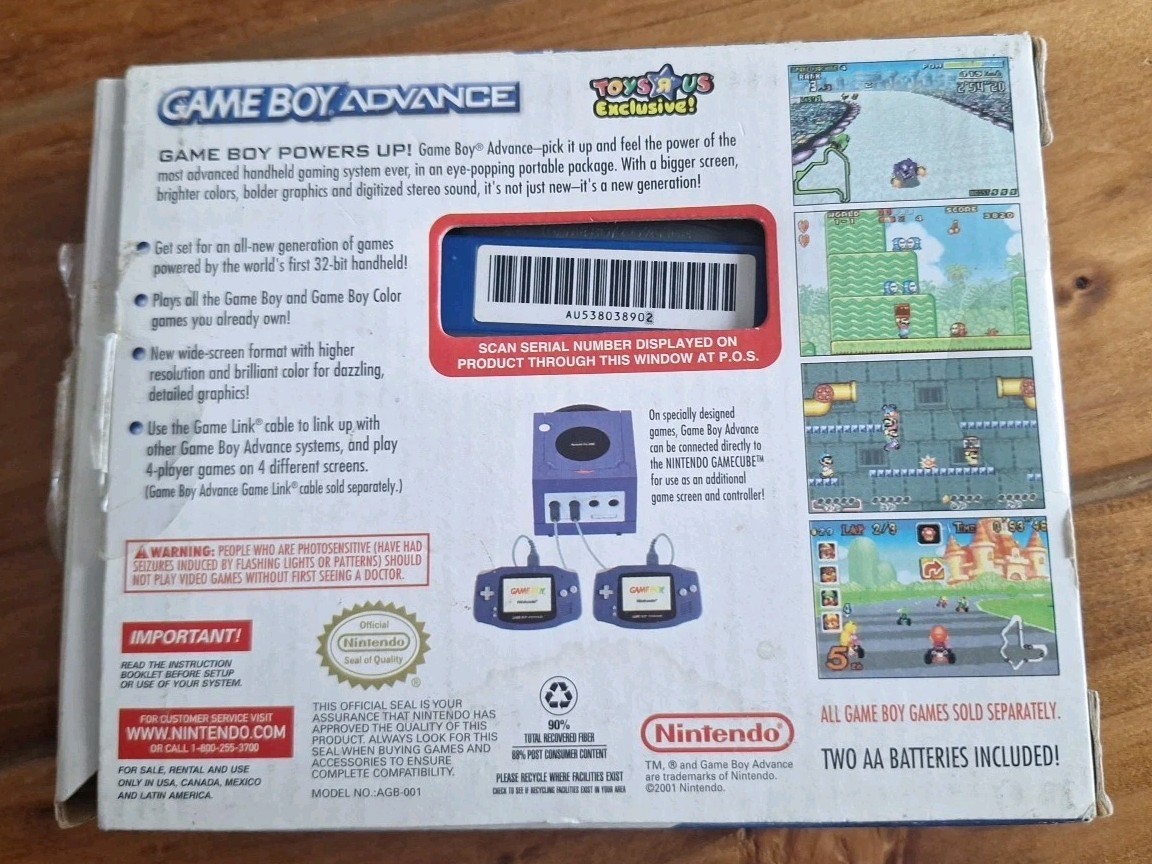 Midnight Blue Gameboy Advance Complete CIB Toys R Us Exclusive Super Mario Kart