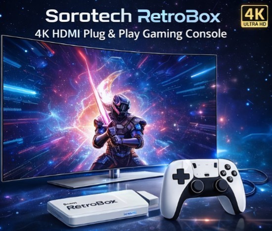 Sorotech RetroBox M15 4K Gaming Console Plug & Play, HDMI, Wireless Controllers