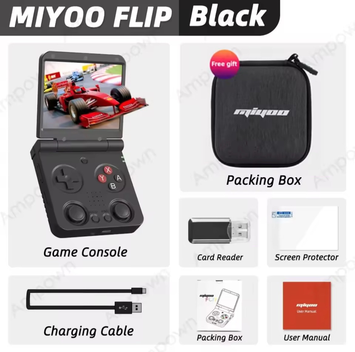 MIYOO Flip V2 Handheld Game Players 3.5»IPS Screen Linux System Onion OS Video