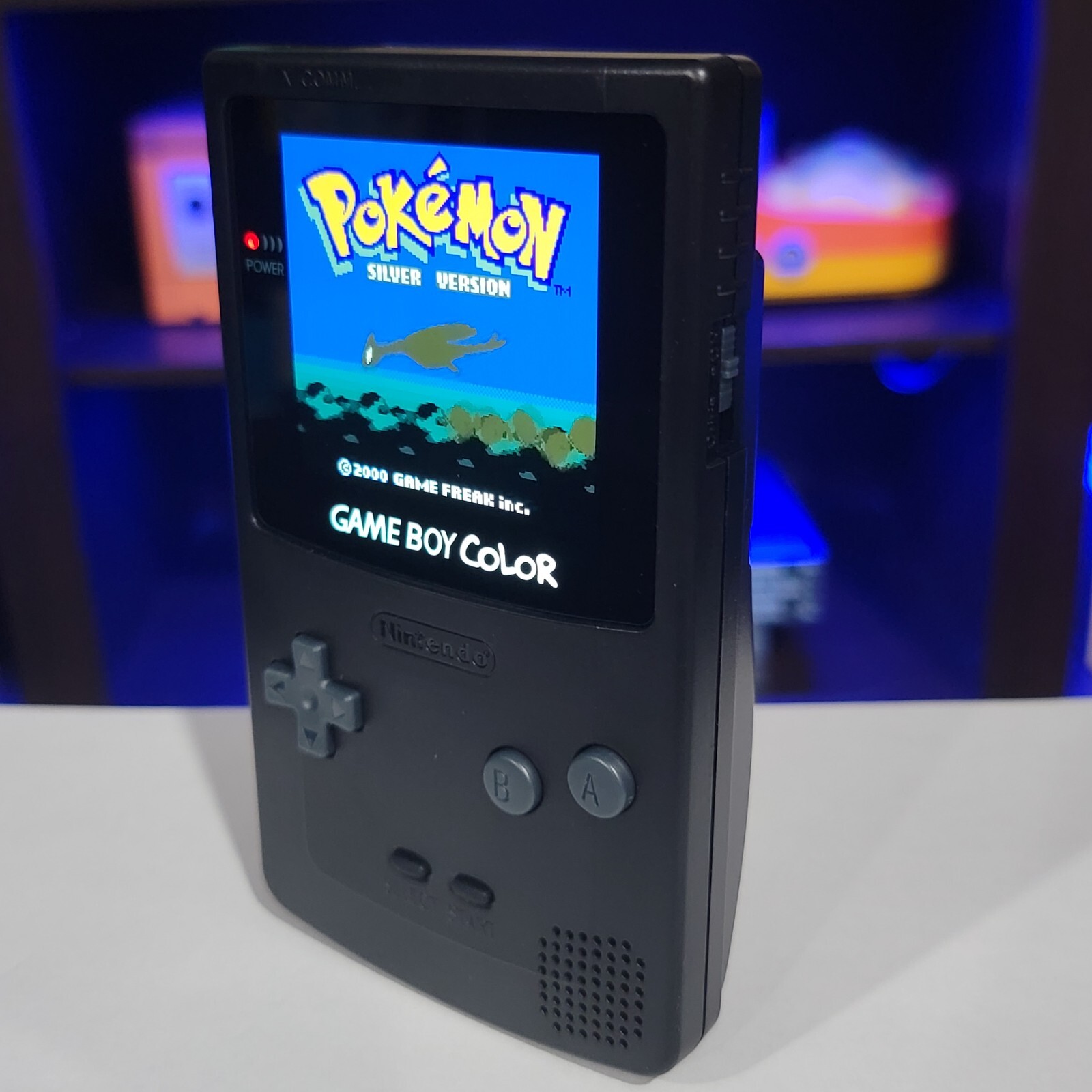 Black Gameboy Color Console OLED Touch Screen And USB-C Rechargeable Battery Mod