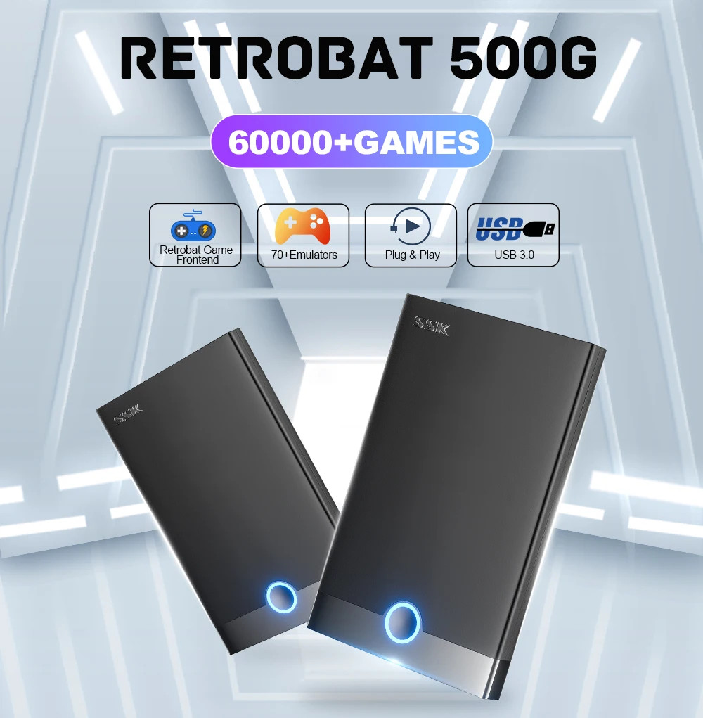 Super Console Retrobat Gaming HDD 60000+ Retro Video Games Emulators for PS2/PS1