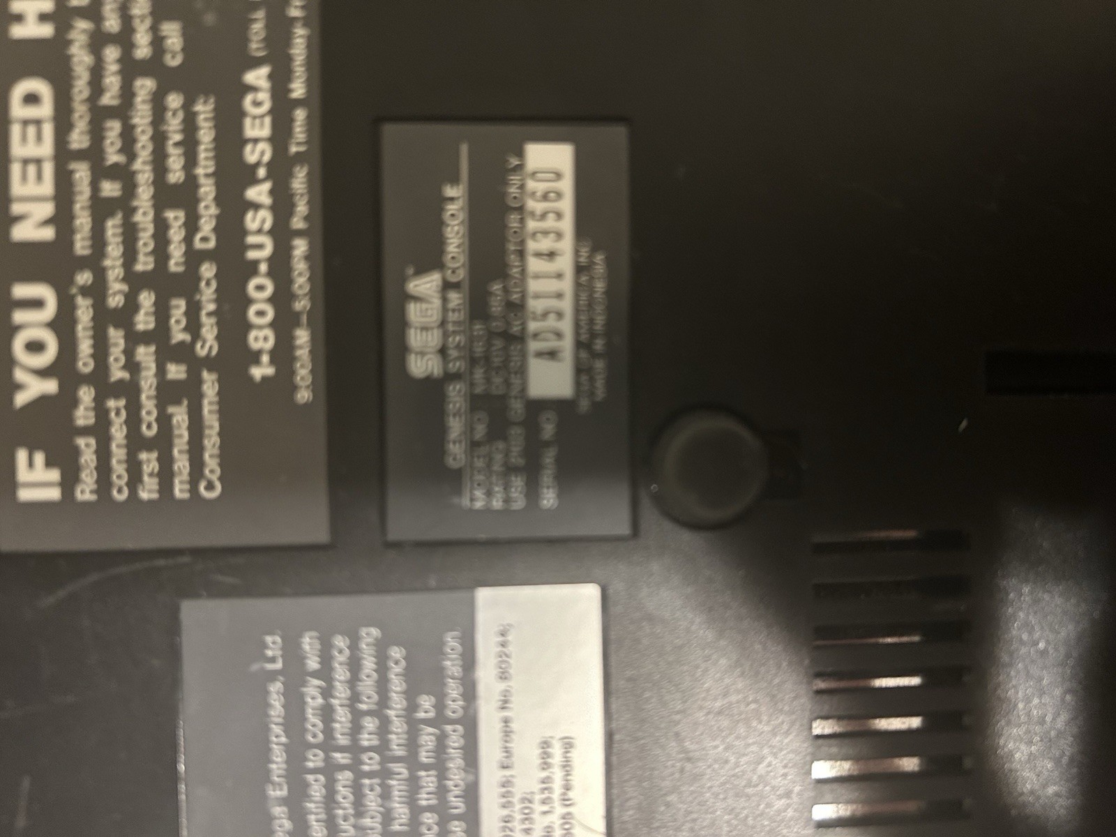 Sega MK-1631 Genesis Ver 2 Console Only (No Power Or Tv Connection Wires)