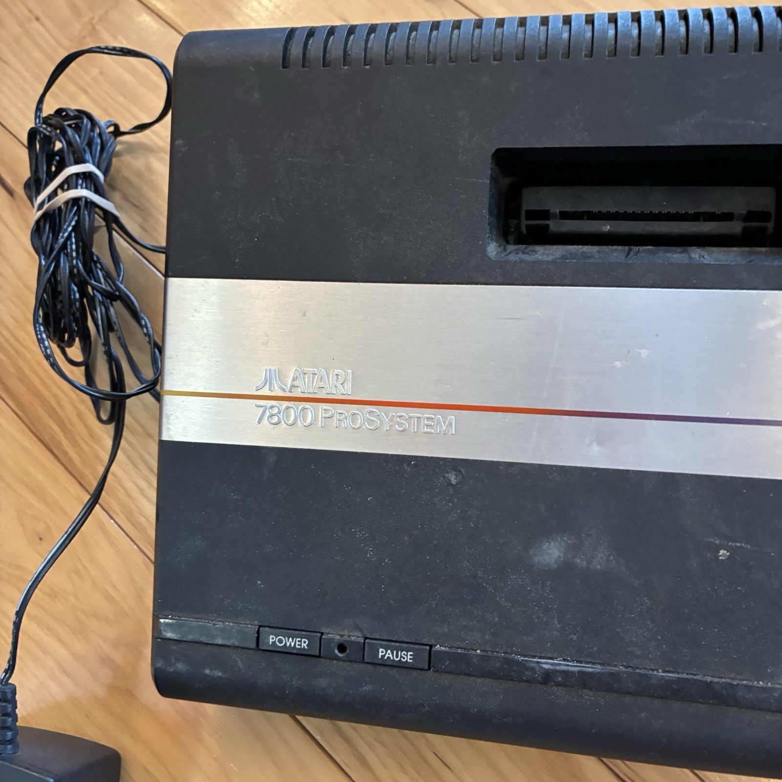 Atari 7800 ProSystem Black Silver Console w/ Paddle Controllers Vintage