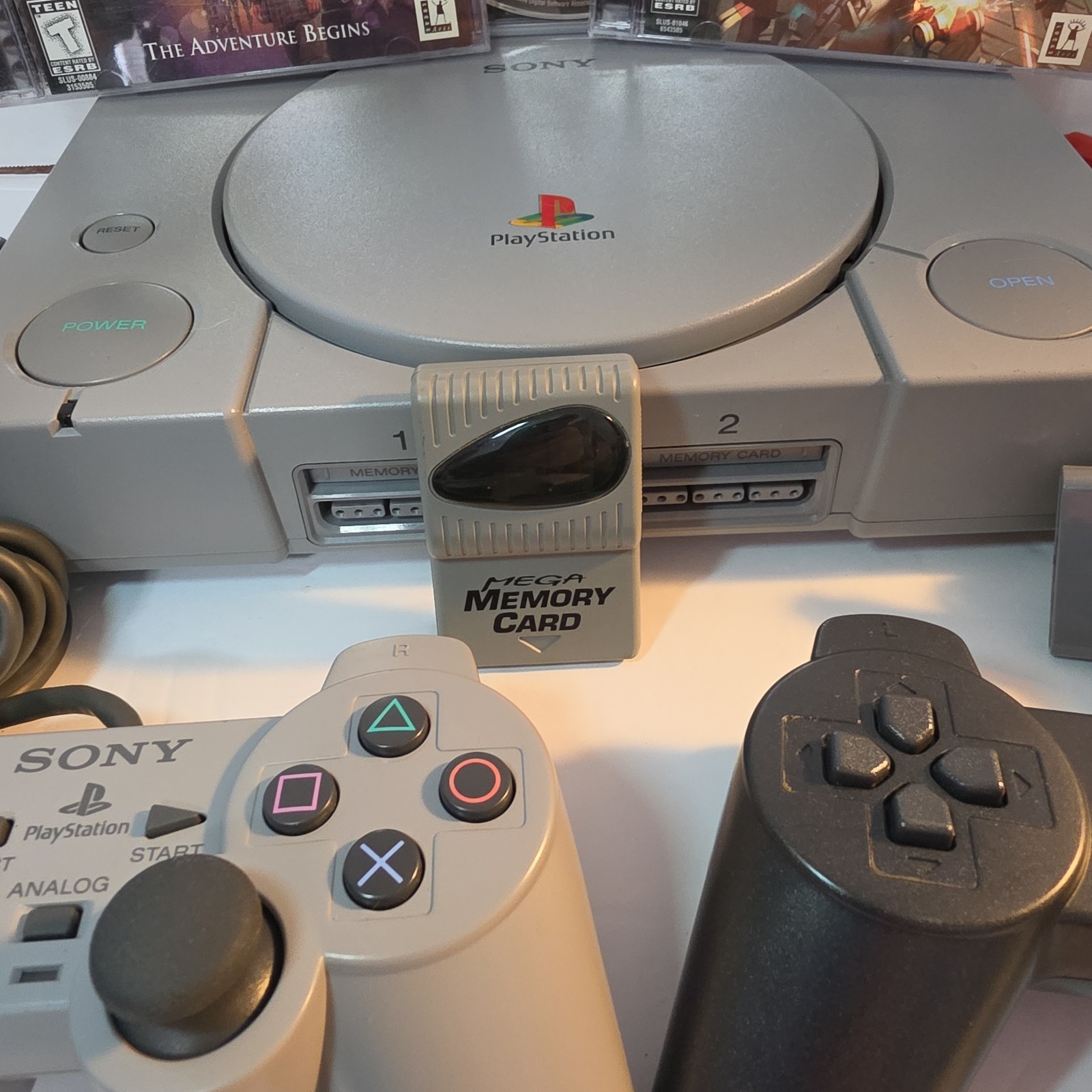 Bundle Sony PlayStation 1 PS1 Console w/ 3 Games Controllers Memory TESTED