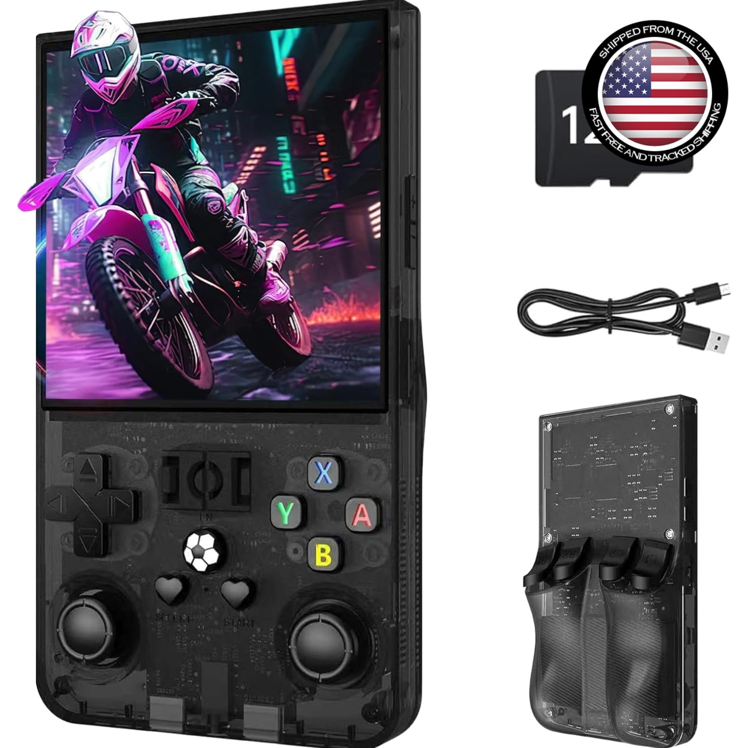 Ergonomic R36MAX Retro Console with 22,000+ Games – 4″ Screen, Linux System