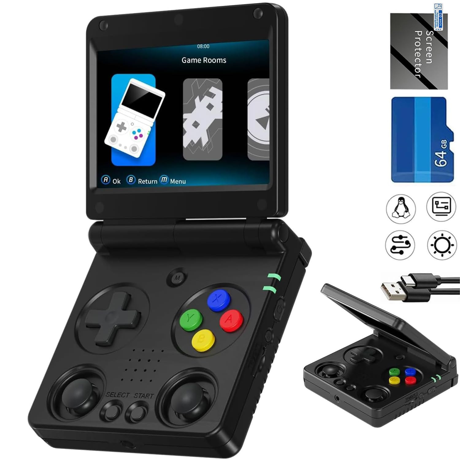Retro Handheld Game Console with 64G, 5532 Games, 5G WiFi, Bluetooth, HDMI