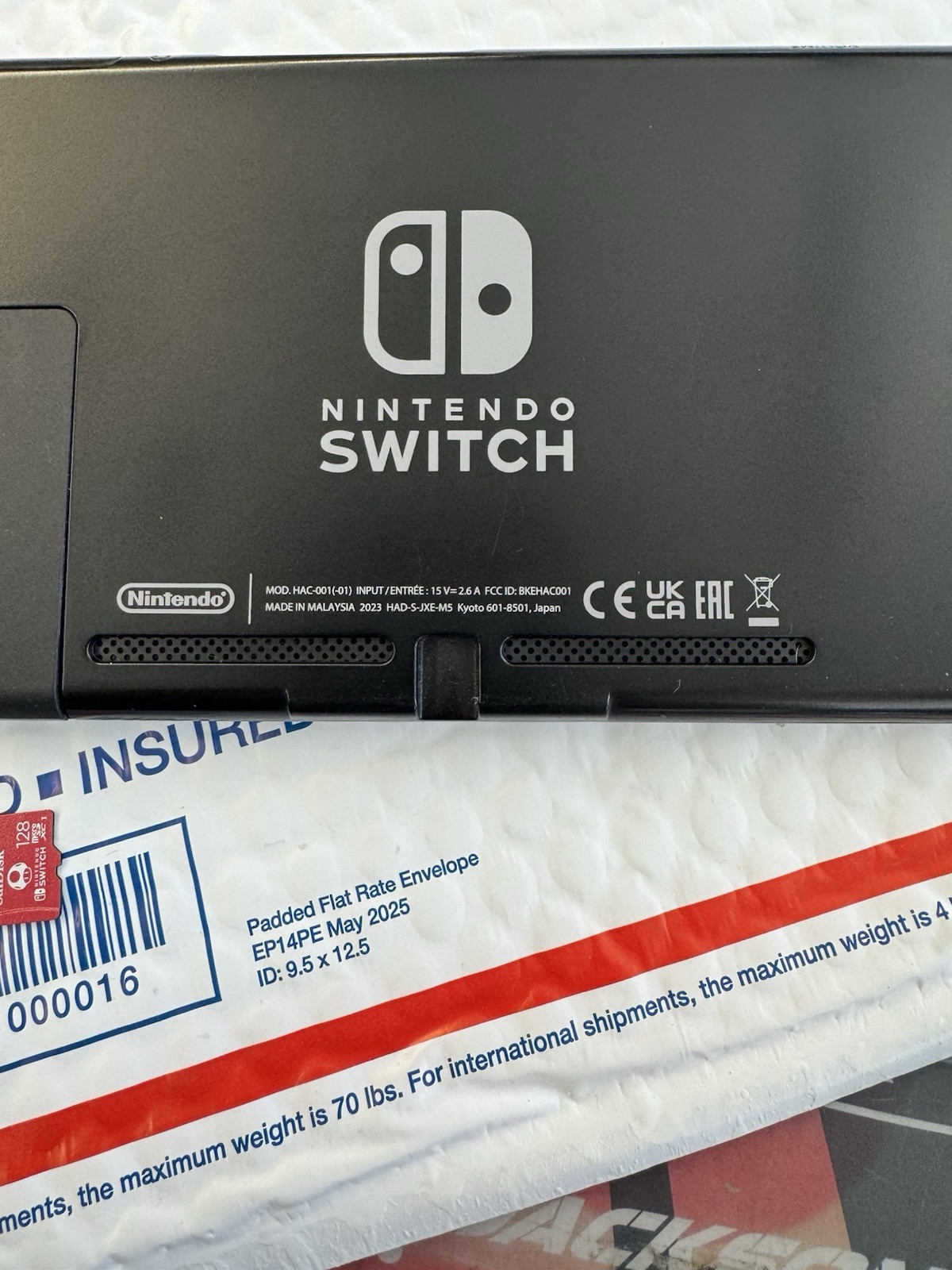 Nintendo Switch HAC-001 Console Blue & Red Joy-Con 128GB microSD Tested Working