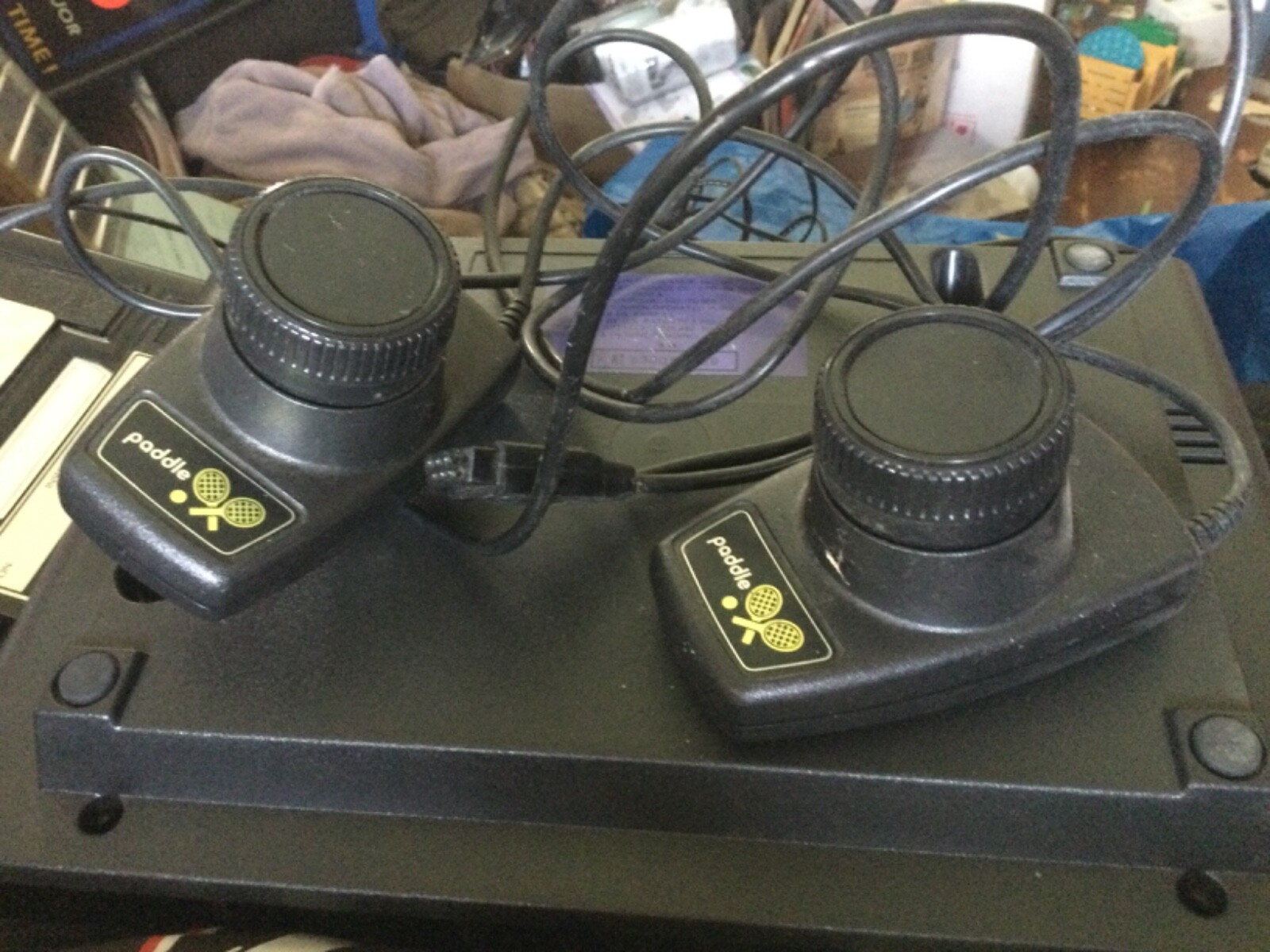 Atari 2600 Darth Vader Black Game Console 4 switch paddle set and 2 controllers