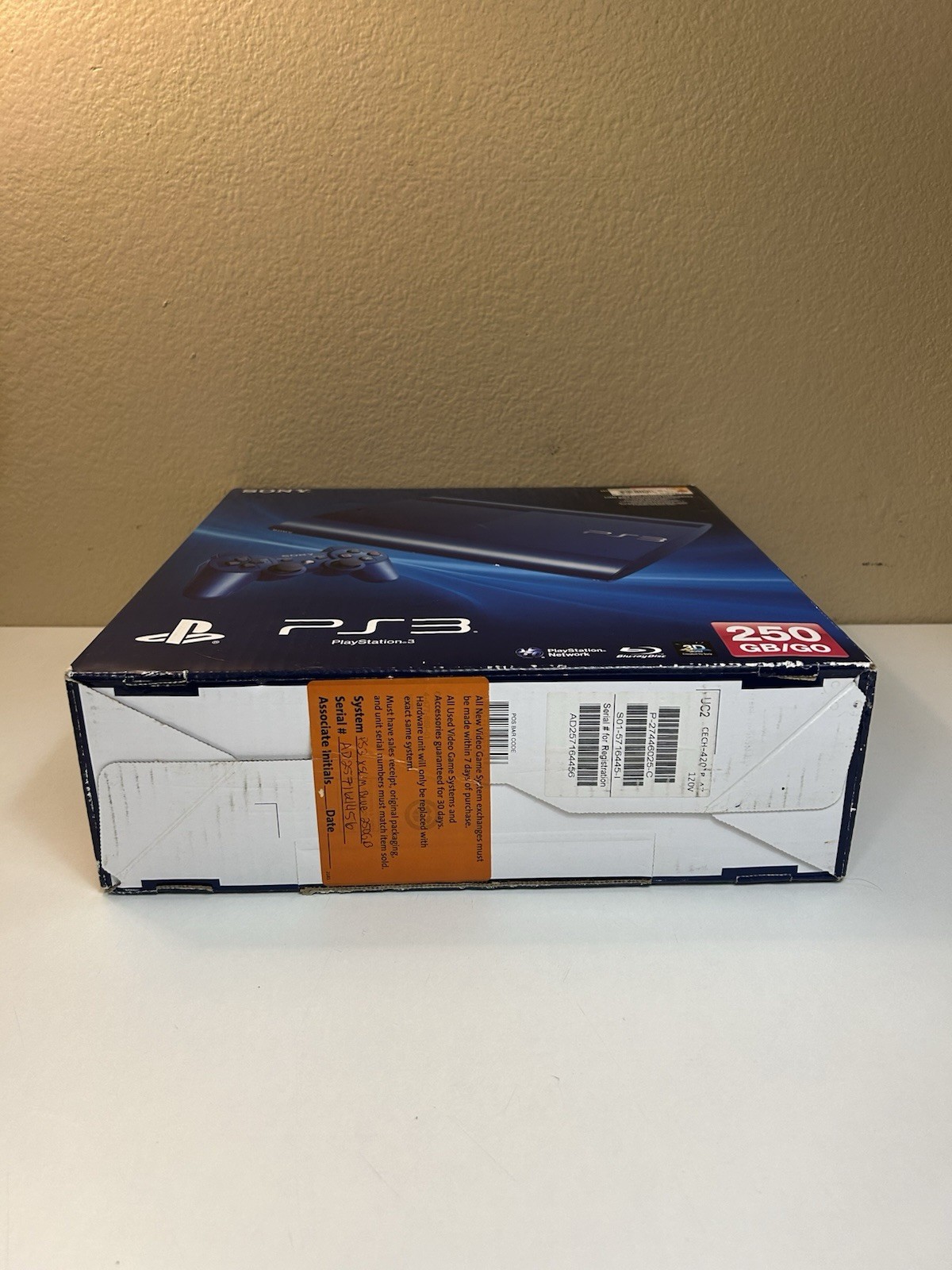 New Unsealed Open Box PS3 Super Slim 250 GB Azurite Blue Console CECH-4201B Read