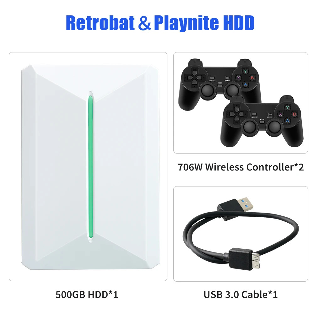 Retrobat＆Playnite System HDD Retro Game Console for PS3/PS2/WIIU/WII/Switch/MAME