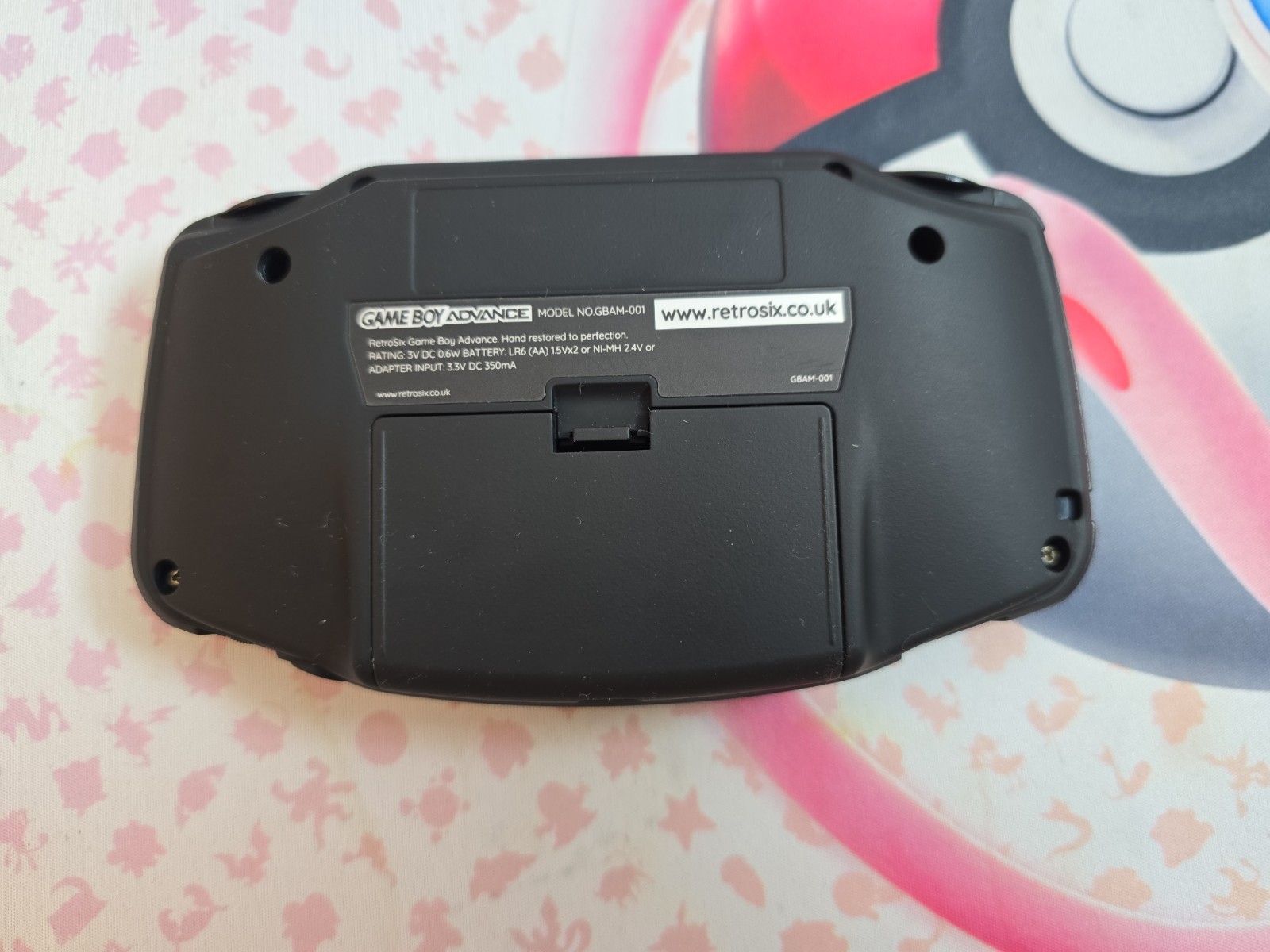 Black Game Boy Advance GBA IPS LCD USB-C 1800 mAh Rechargeable Battery