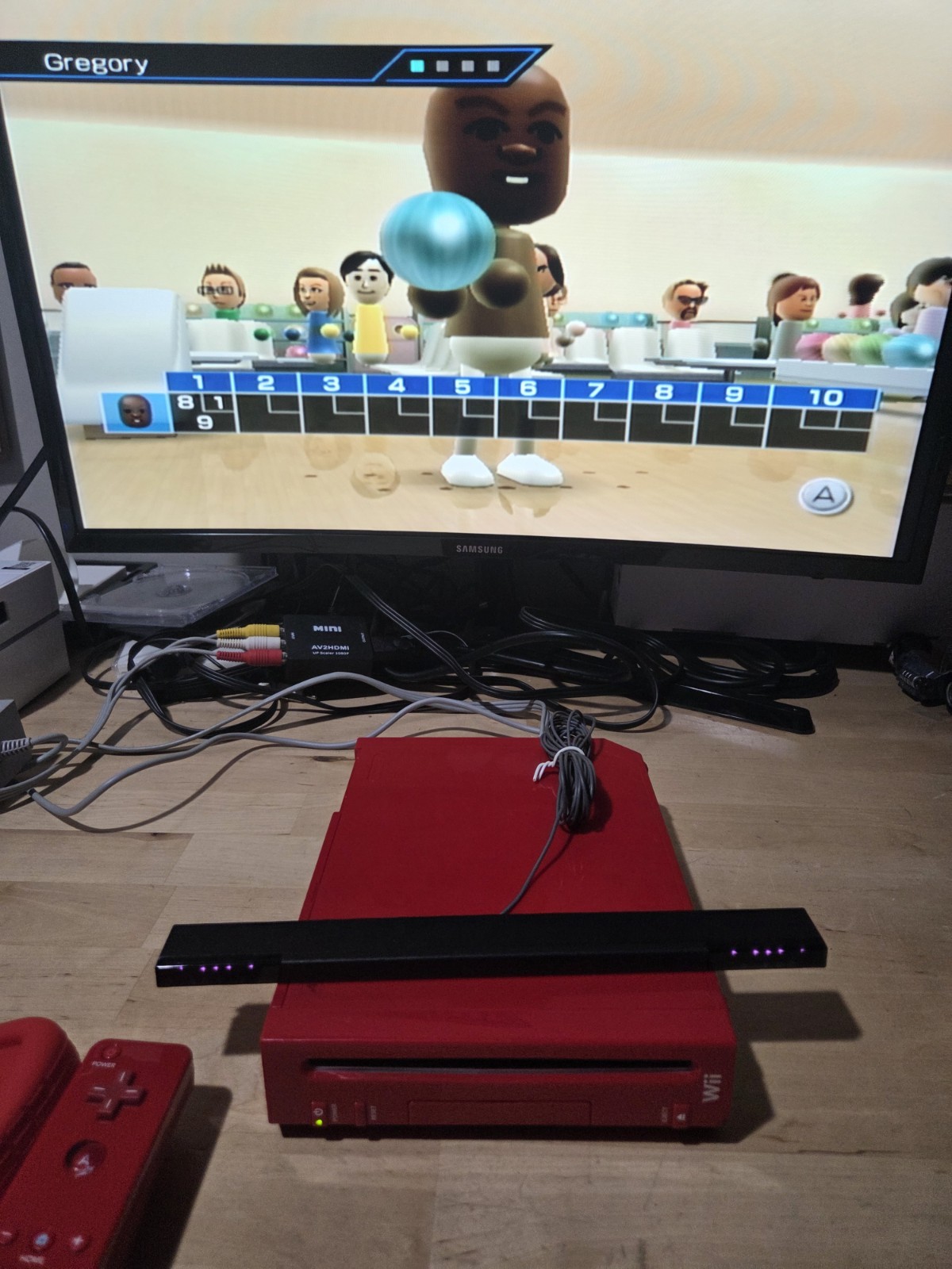 Nintendo Wii Red Console Super Mario With All Cables Tested Motion Controller