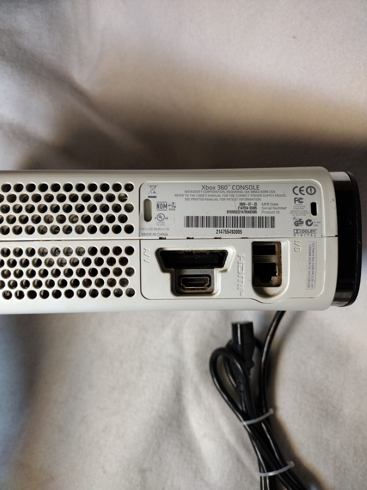 Xbox 360 Pro 120GB Console Matte White W/ Power Adapter TESTED-WORKS