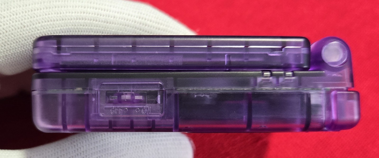 Clear Purple GameBoy Advance SP – IPS Bright LCD + USB-C Charging + New Battery