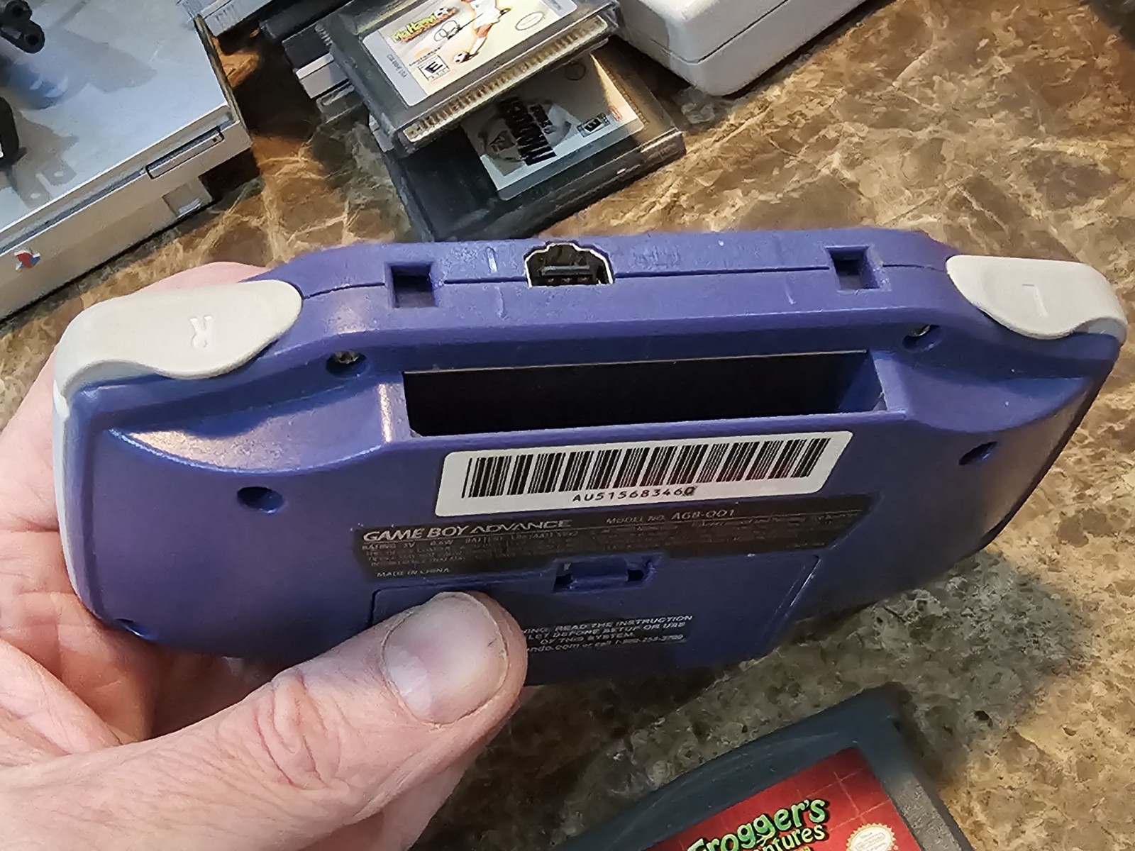 Nintendo Gameboy Advance Indigo Purple AGB-001 Handheld W/6 Games Lord Of Rings