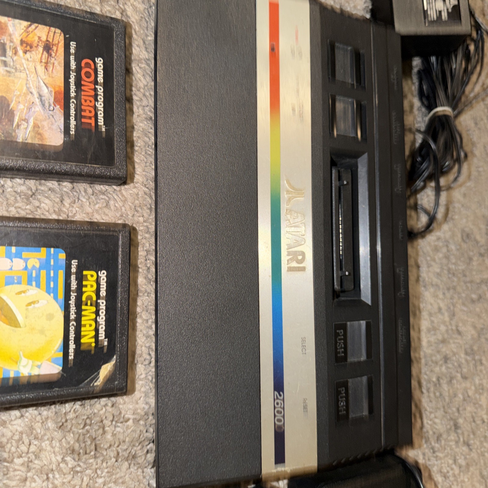 Atari 2600 Junior Jr Console System Bundle 2 Games WITH PADDLES & JOYSTICKS PAC