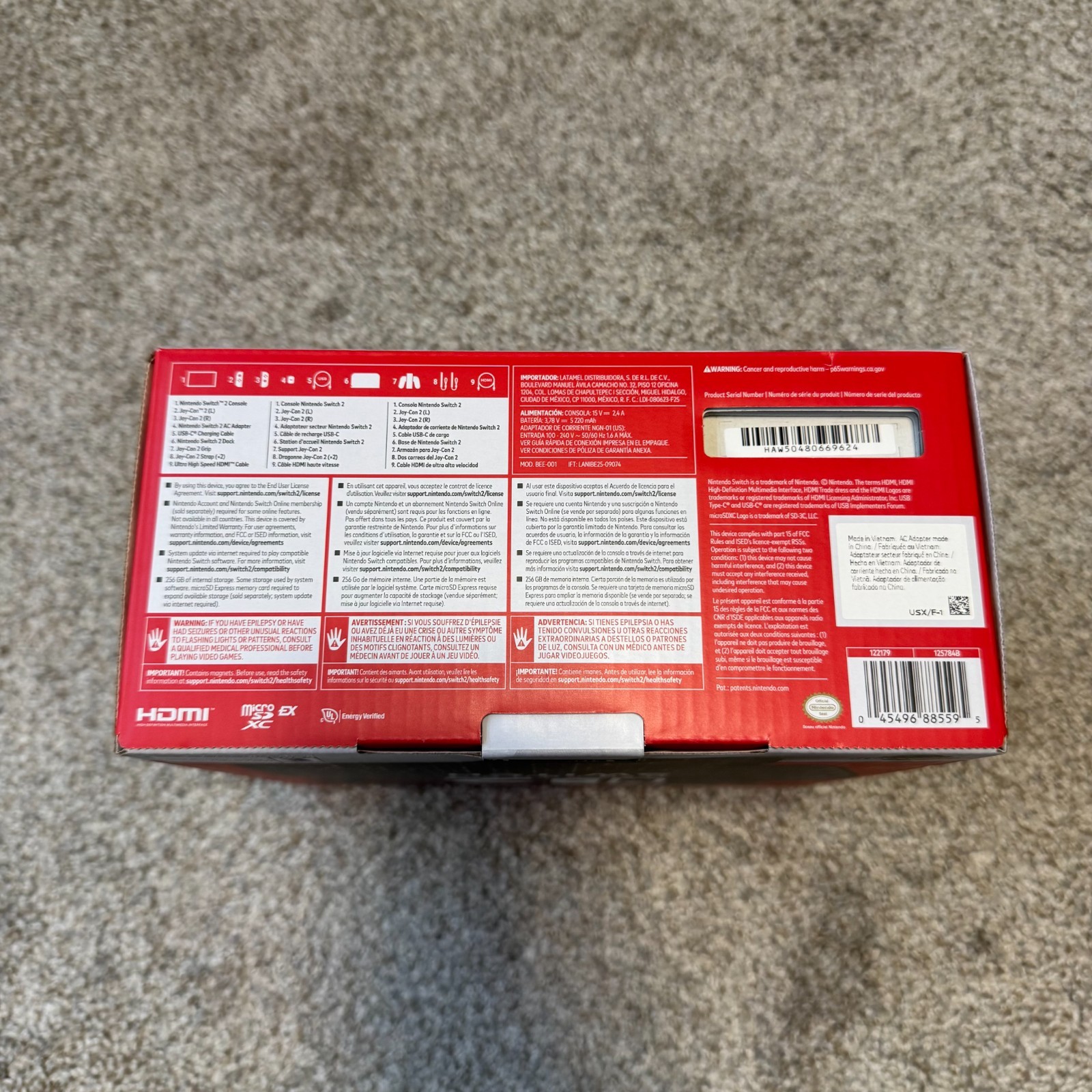 Nintendo Switch 2 Mario Kart World Bundle BOX ONLY W/ Plastic/Manuals/Inserts