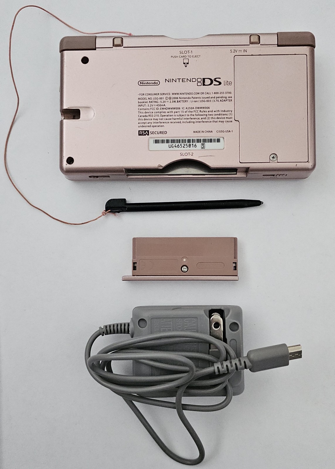 Nintendo DS Lite Nintendogs Console Metallic Rose with charger and extras