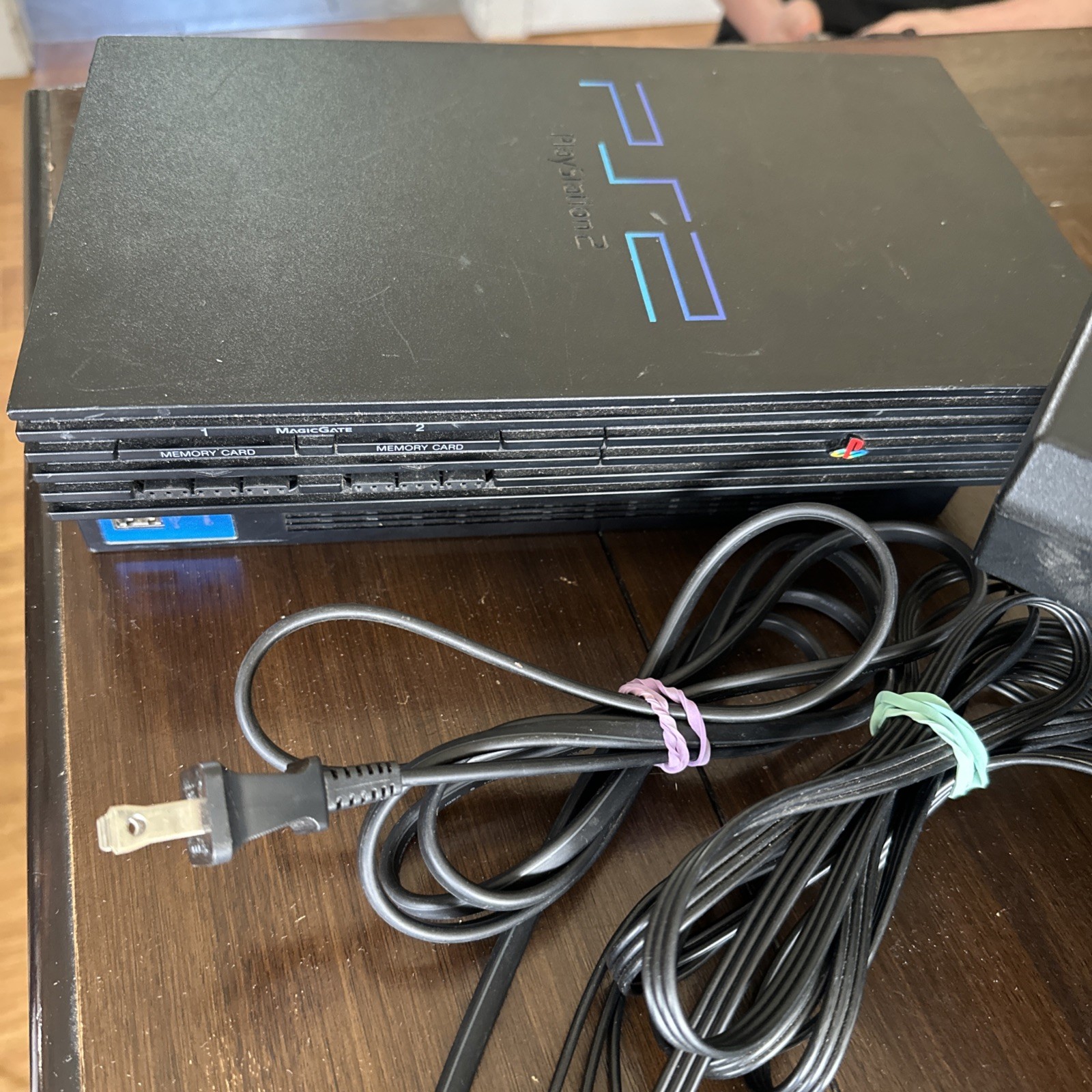 PlayStation 2 PS2 Slim w/ Logitech Driving Force GT Wheel, 2 Controllers, Pedals
