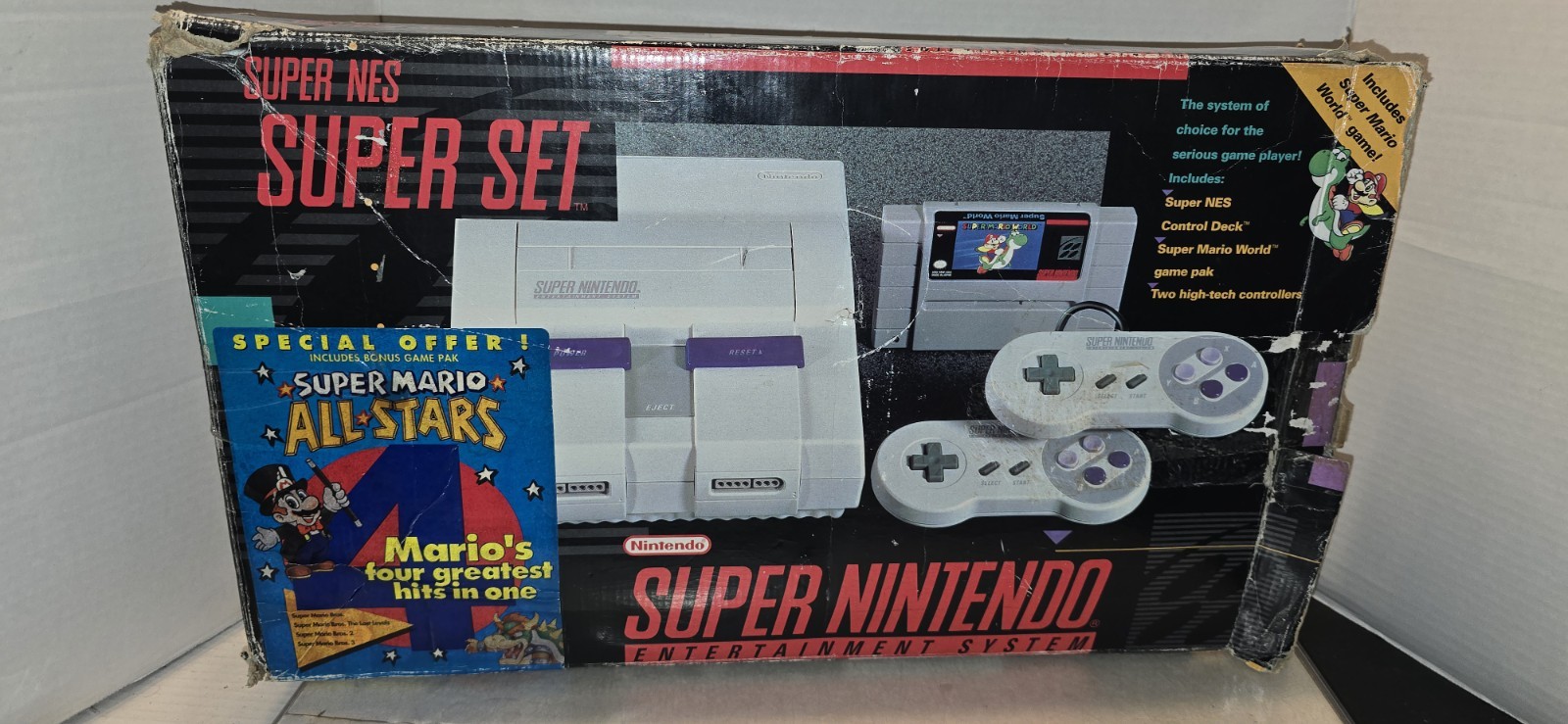 Super Nintendo SNES Console Super Set in Box Mario All-Stars Bonus