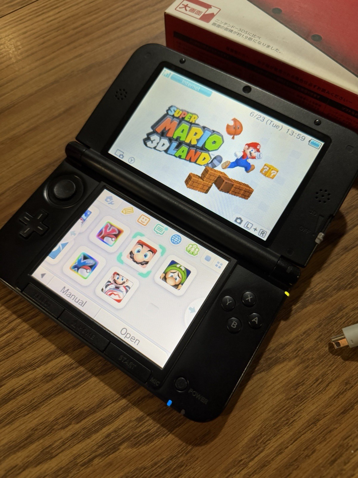 3DS LL Red Black Console in Box Nintendo English, Region Free, 32GB, Games *3D*