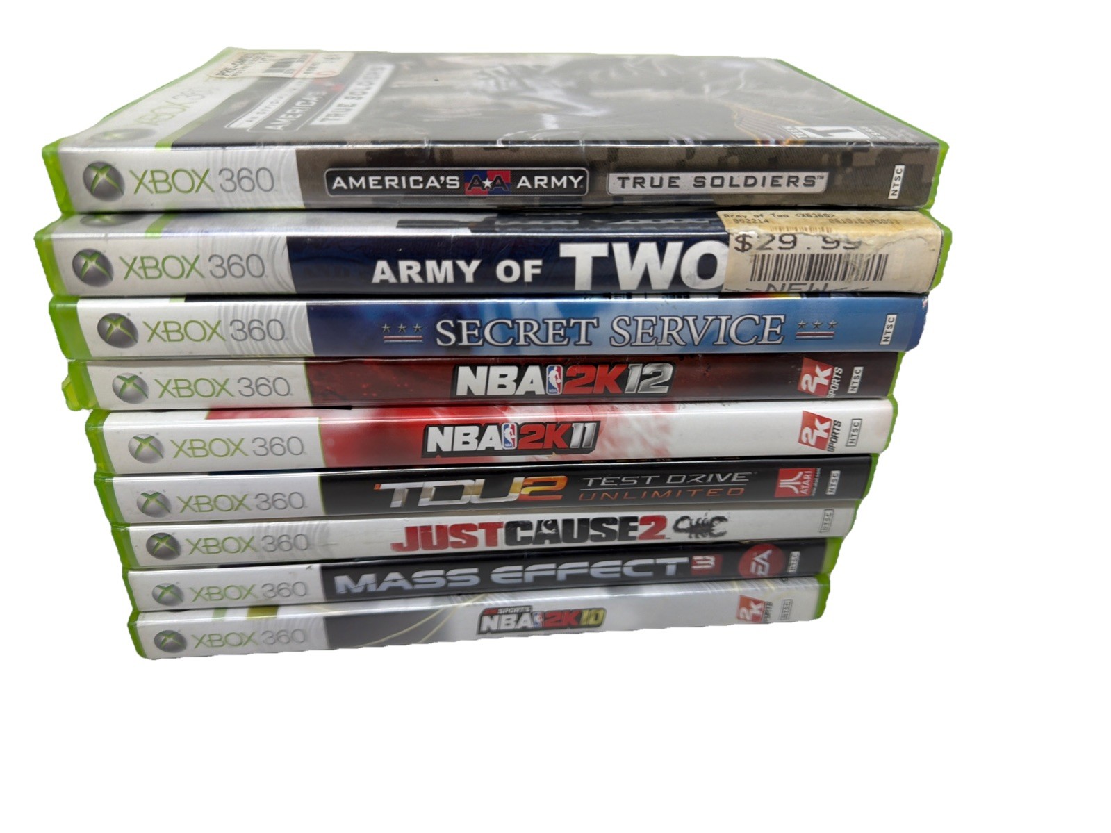 Microsoft Xbox 360 S Console Bundle Lot 1 Controller, 9 Games Headset,cords