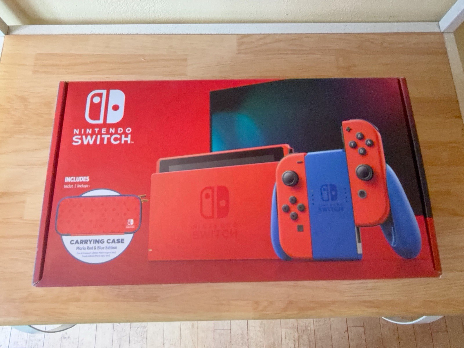 Nintendo Switch Mario Red & Blue Limited Edition Console 128 GB Mushroom SD Card