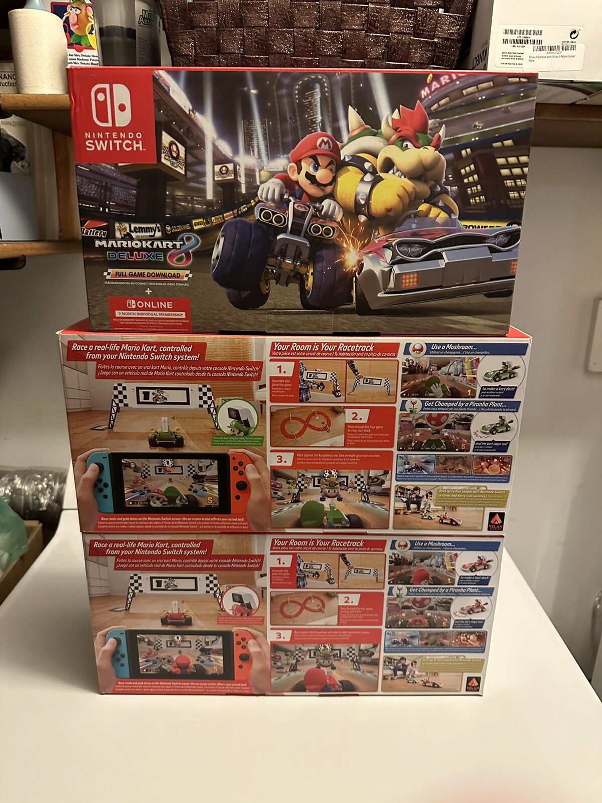 Nintendo Switch HAC-001(-01) with Blue and Red Joy-Con Controllers and Mario…