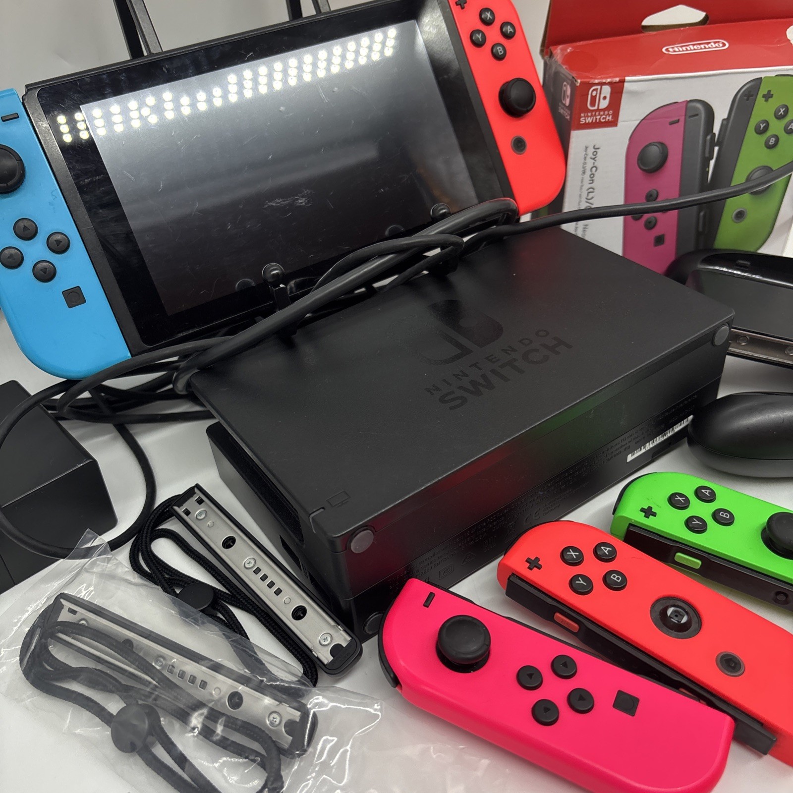 Nintendo Switch 32GB Console 5 Joycons and 64 GB MicroSD Charger and Dock Bundle