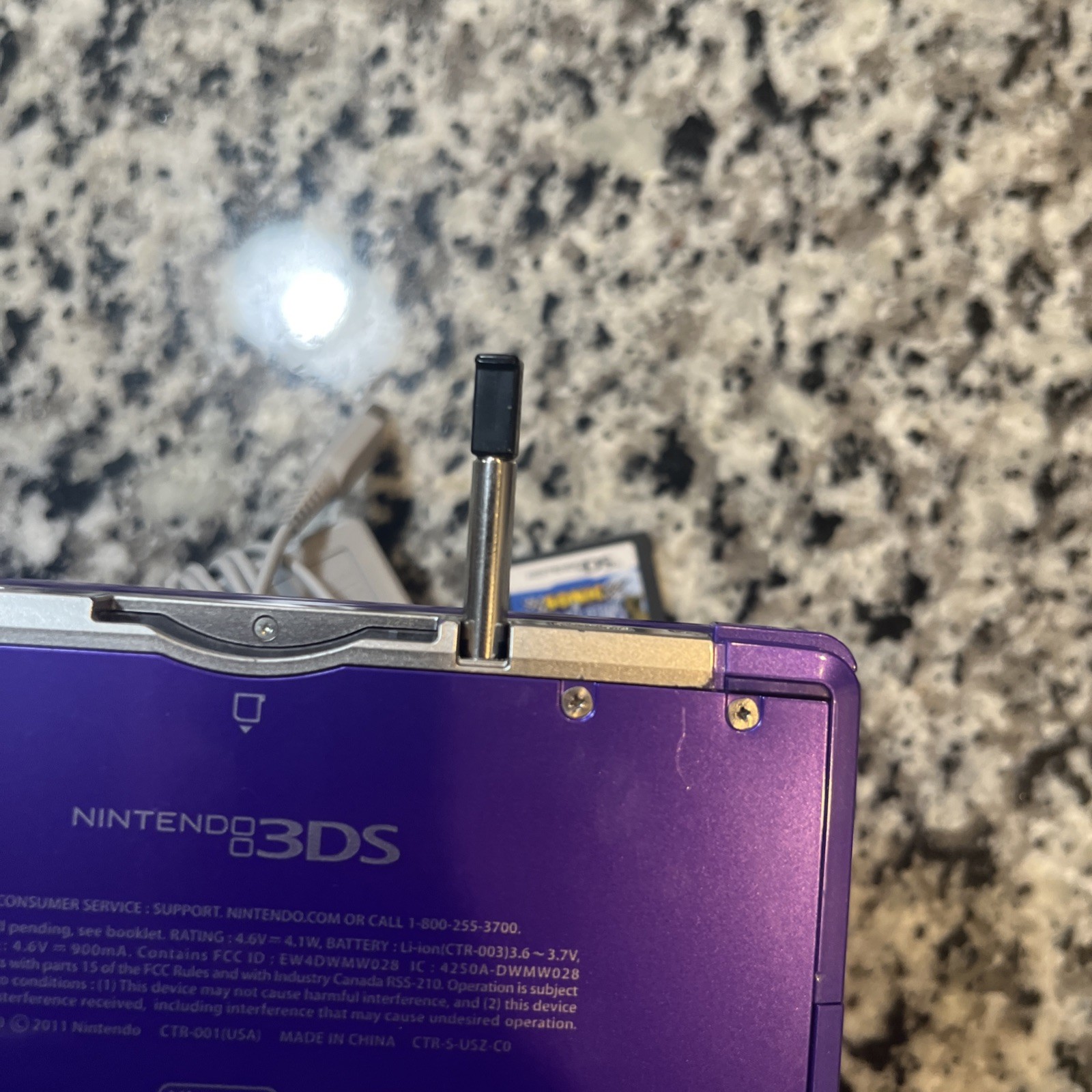 Nintendo 3DS Midnight Purple Portable Gaming Console W/ Sonic Game