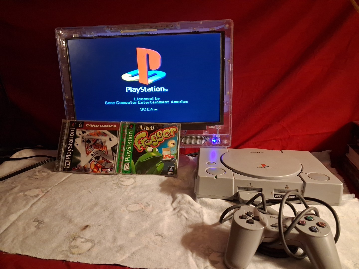 TESTED WORKING Sony PlayStation 1 Gray Console With 6 Games TV Not Included